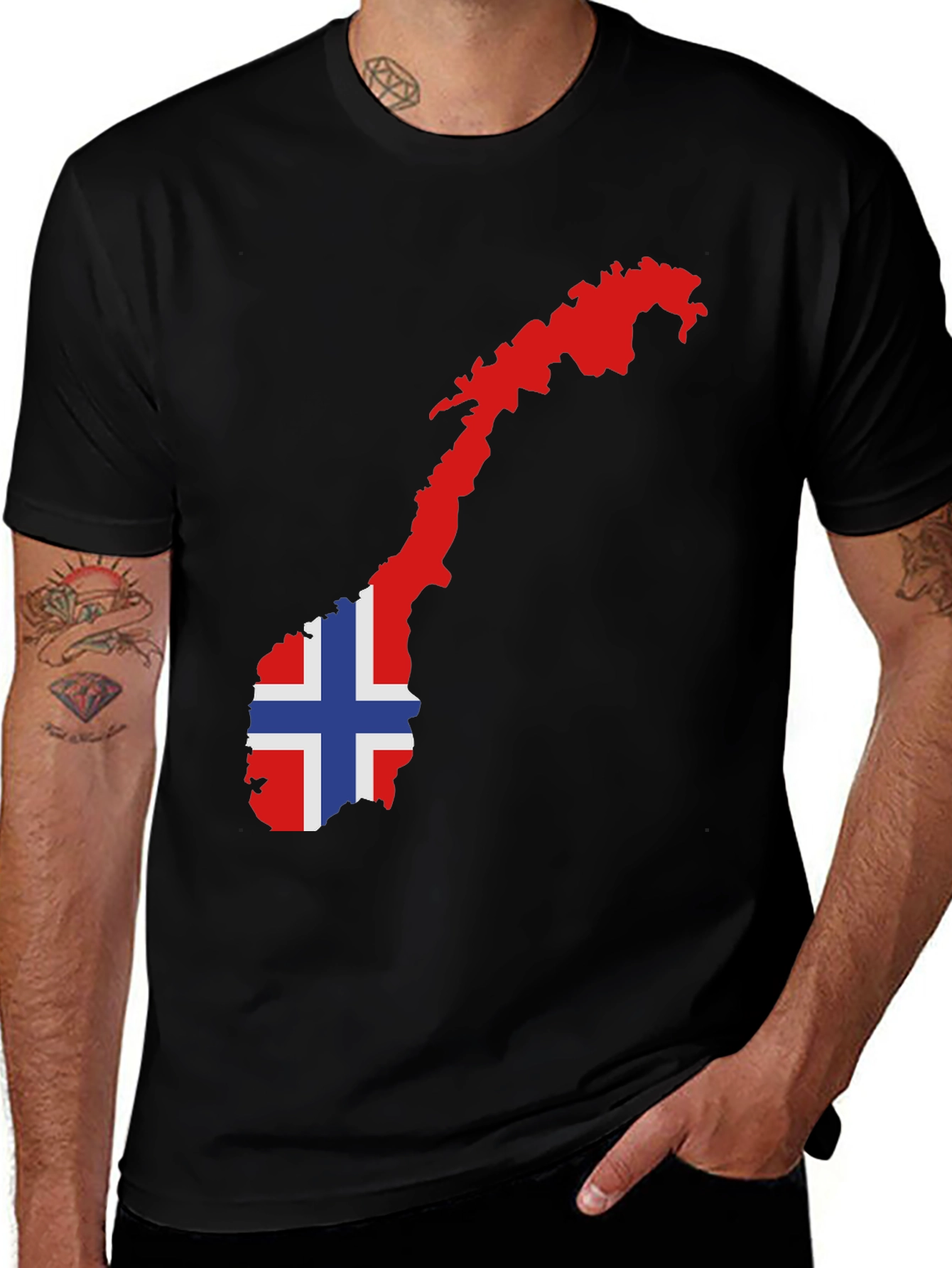 Norway Flag Map Graphic Tee