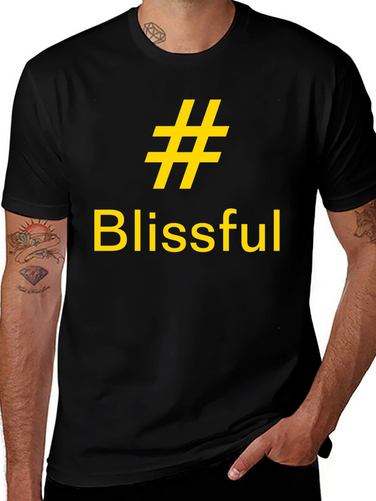 Blissful Hashtag Graphic Tee - Casual Black T-Shirt