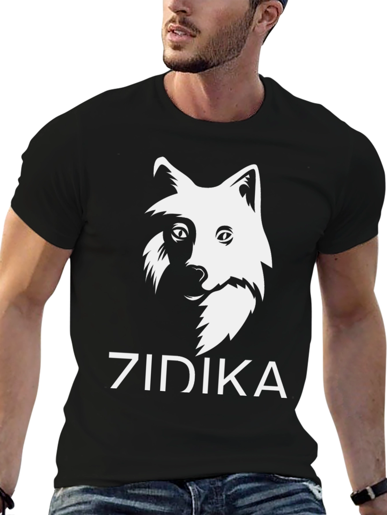 Zidika Wolf Graphic Black T-Shirt