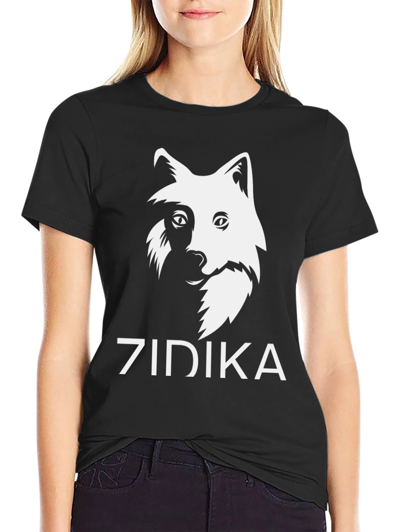Zidika Wolf Graphic Black T-Shirt