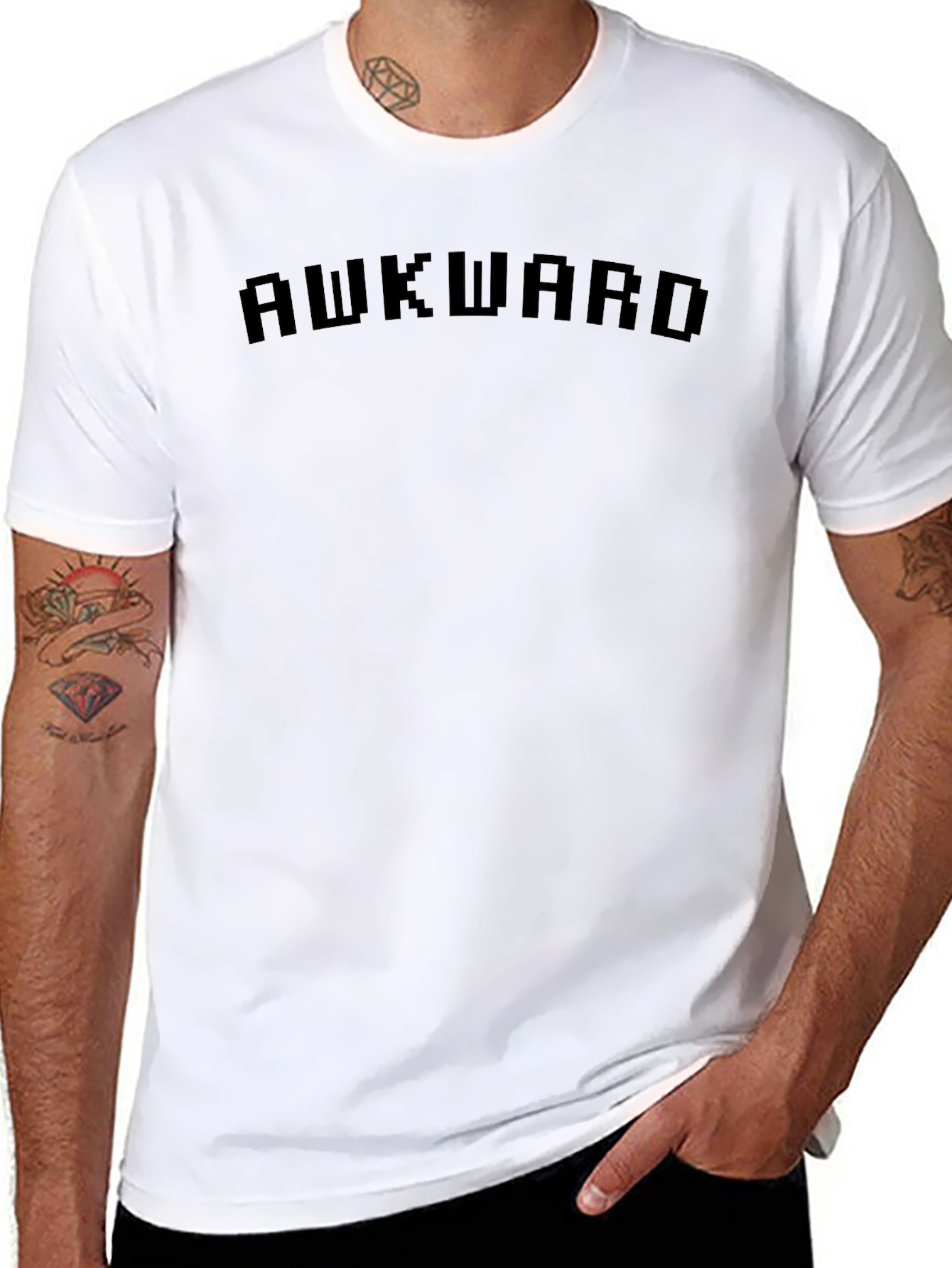 Awkward Pixel Text T-Shirt - Black