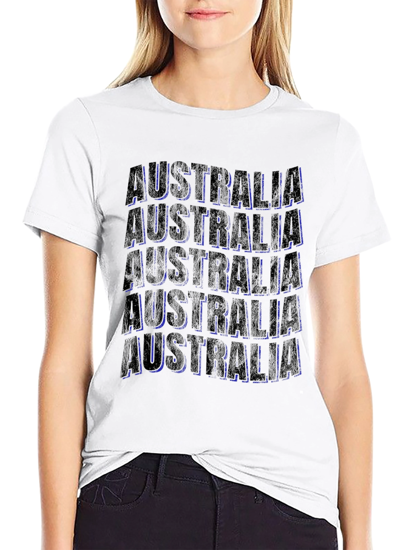 Australia Text Graphic Black T-Shirt