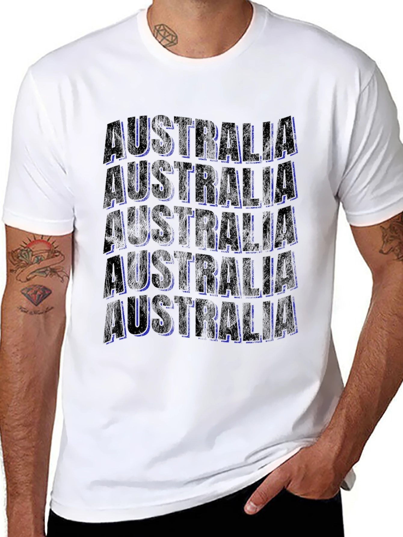 Australia Text Graphic Black T-Shirt