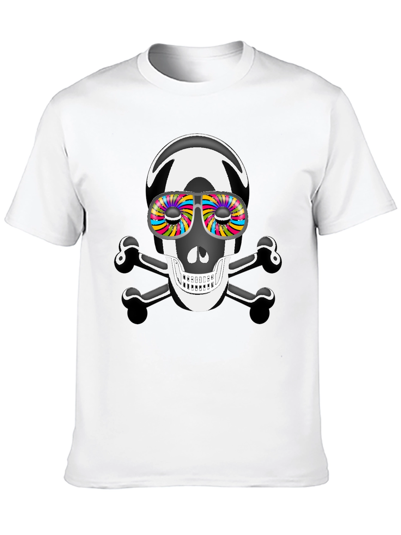 Skull & Crossbones T-Shirt with Psychedelic Glasses
