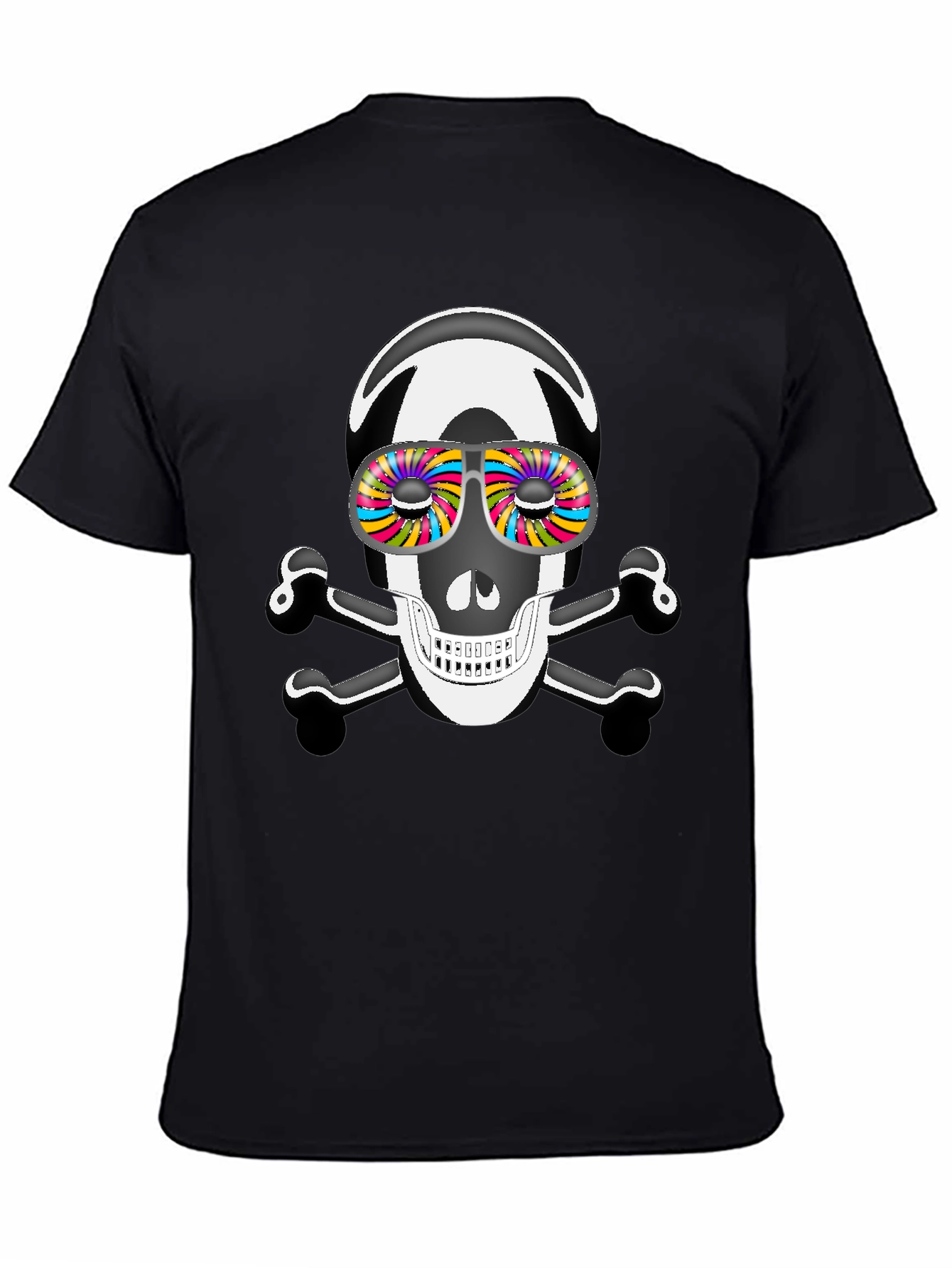 Skull & Crossbones T-Shirt with Psychedelic Glasses