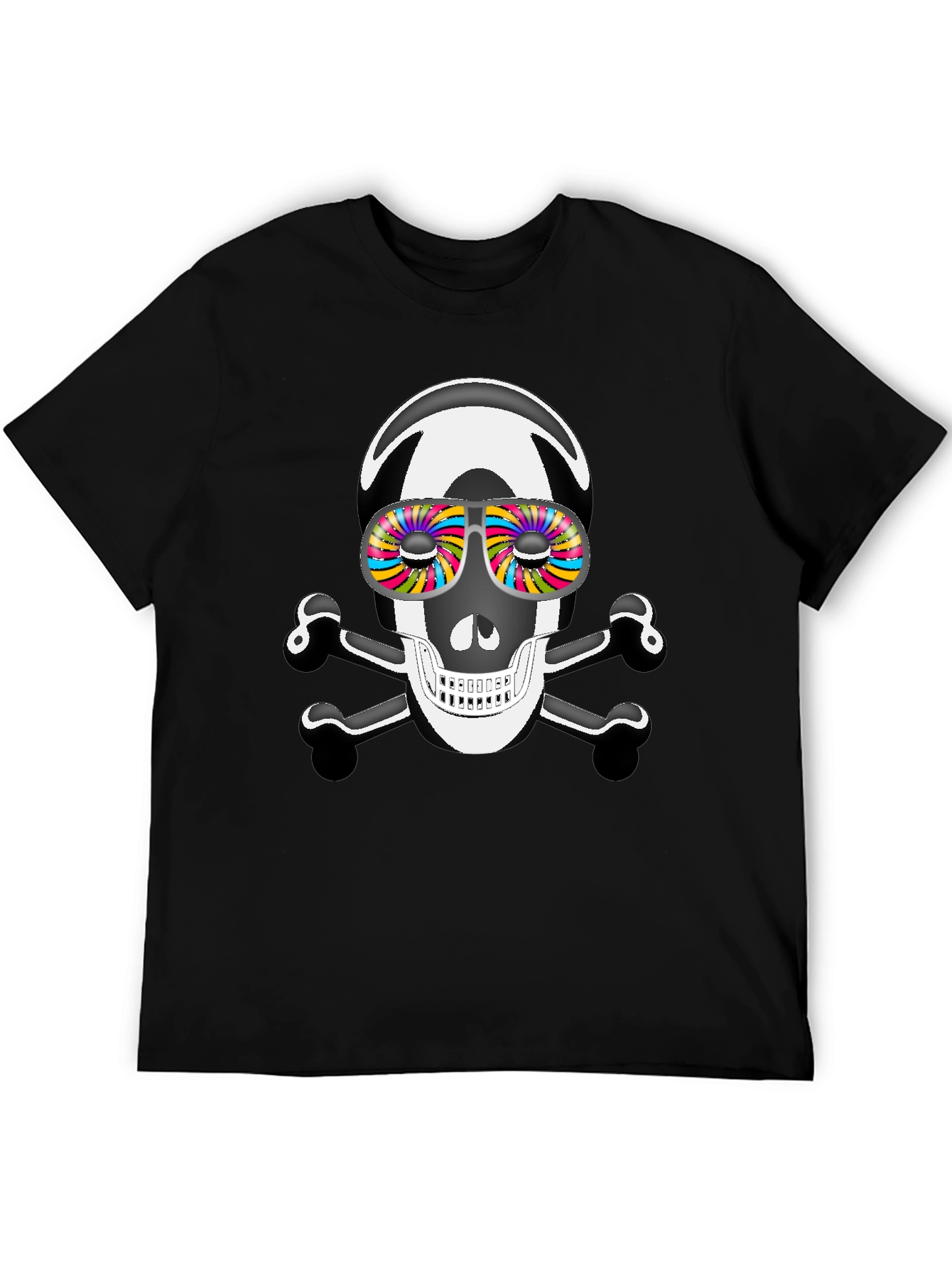 Skull & Crossbones T-Shirt with Psychedelic Glasses