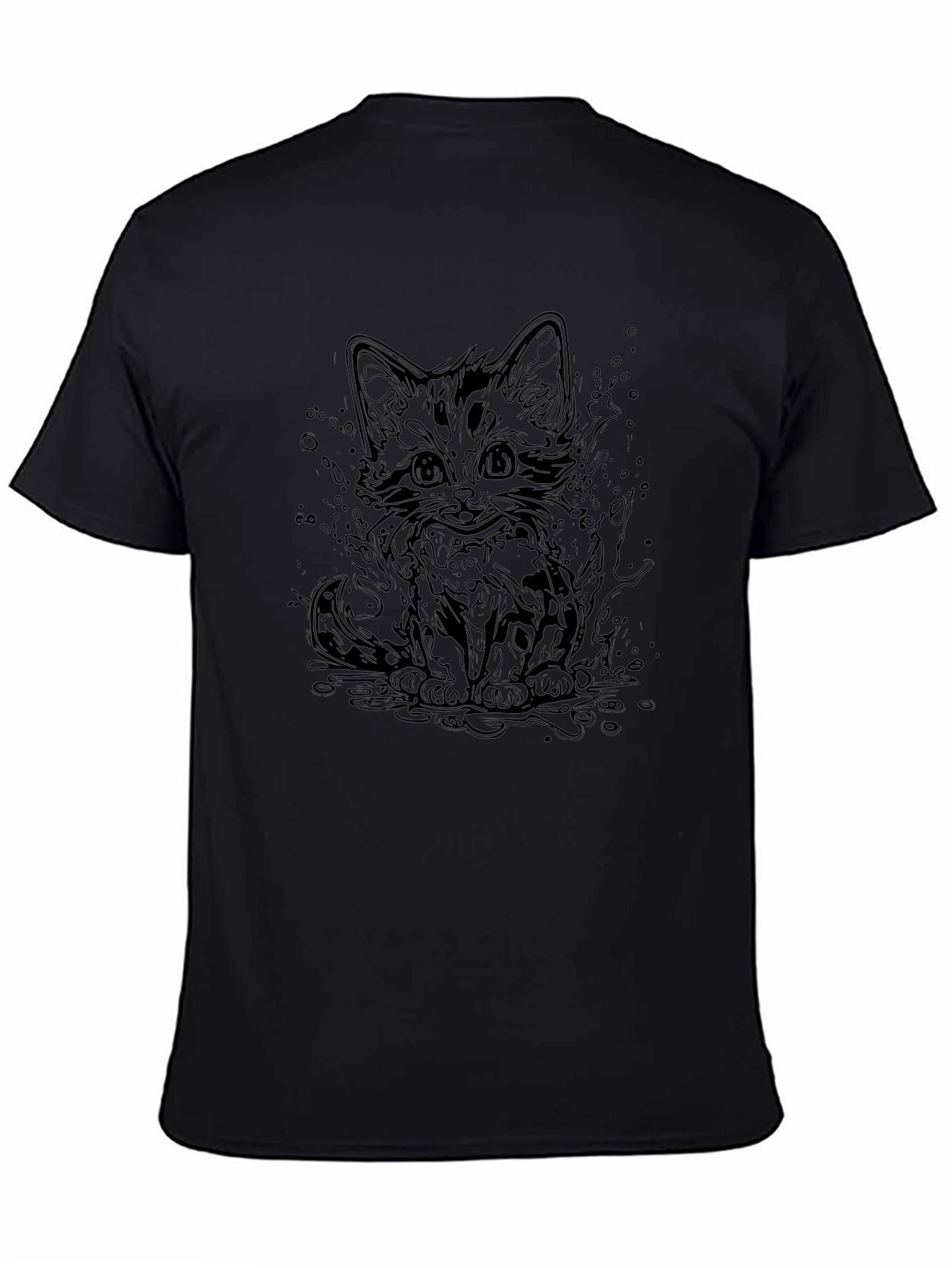 Cat Graphic Black T-Shirt - Cool Kitten Design