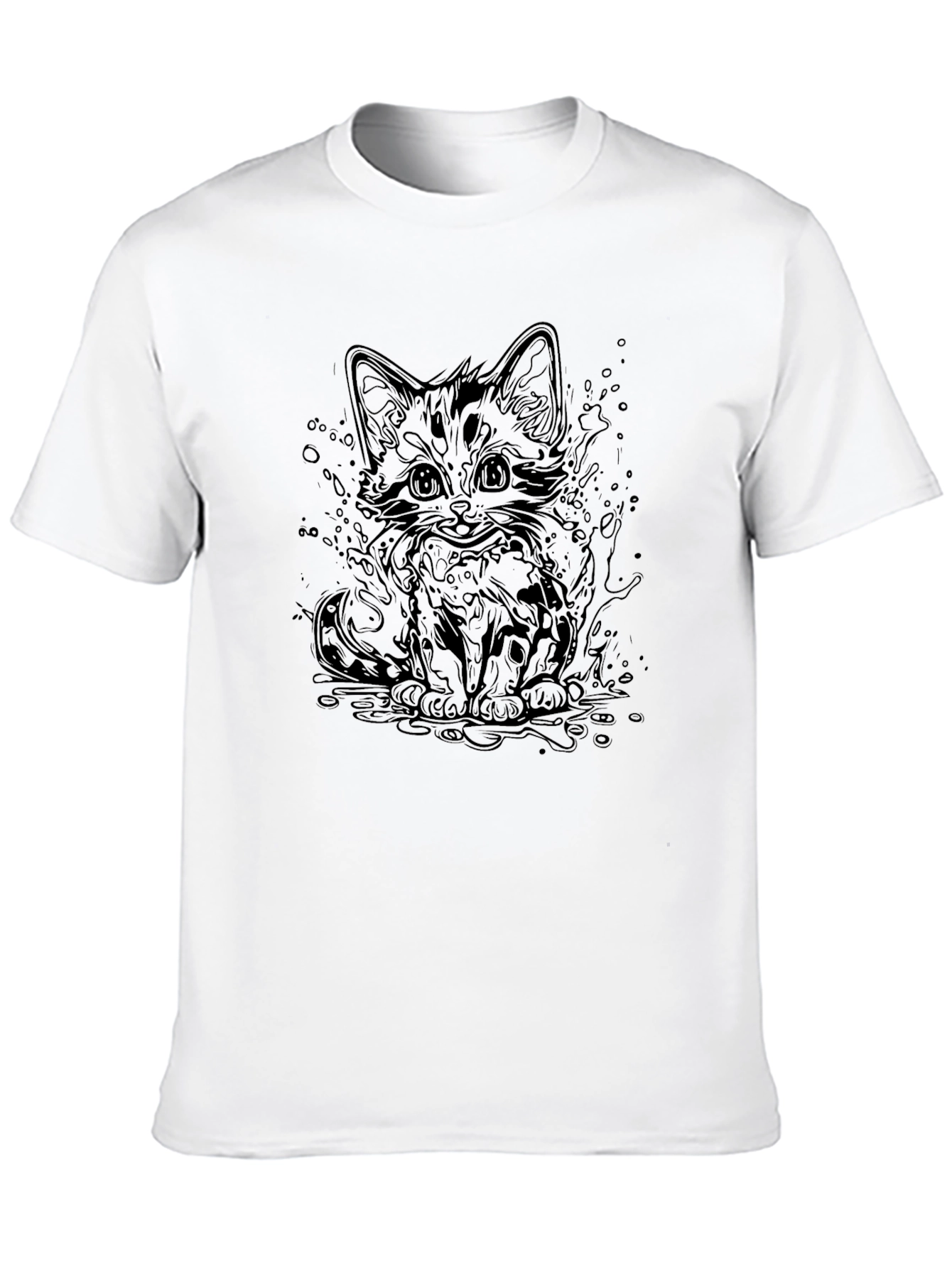 Cat Graphic Black T-Shirt - Cool Kitten Design