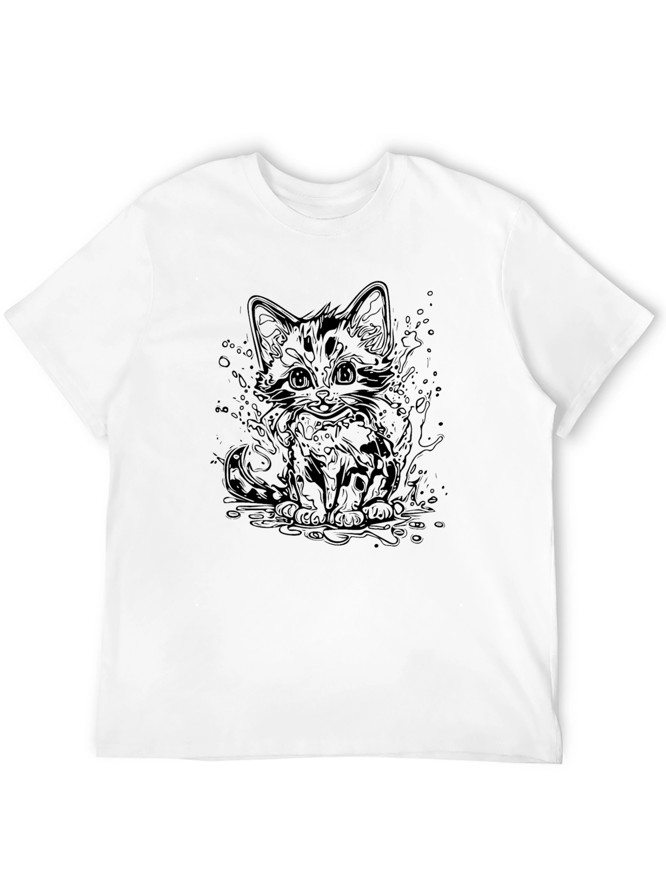 Cat Graphic Black T-Shirt - Cool Kitten Design