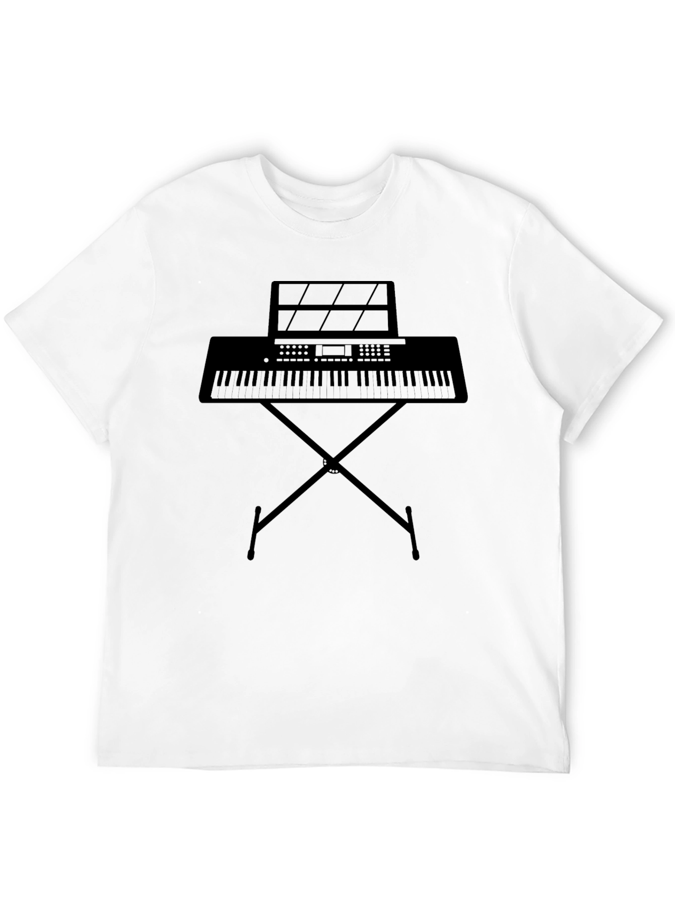 Musician Tee: Keyboard & Stand Graphic Black T-Shirt