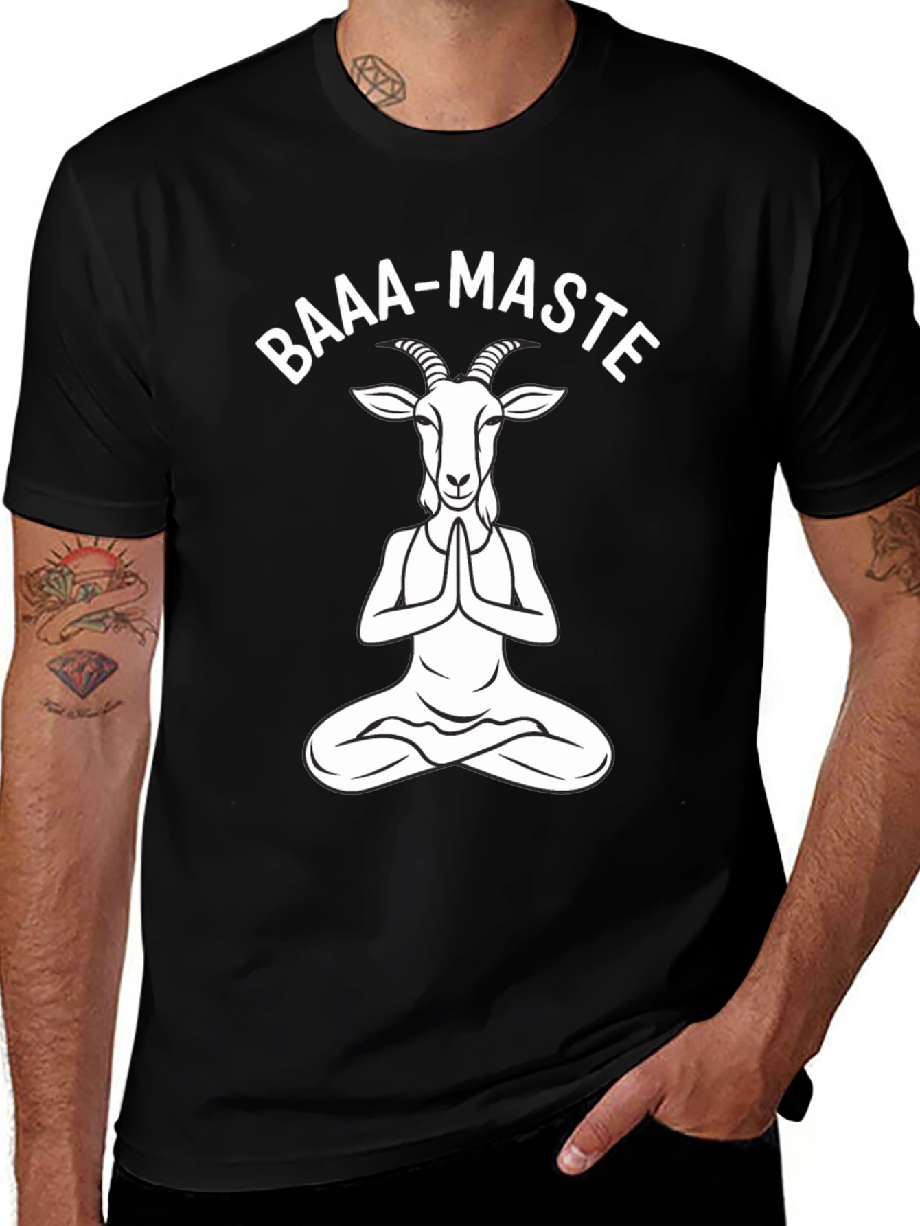 Baaa-Maste Goat Yoga Black T-Shirt