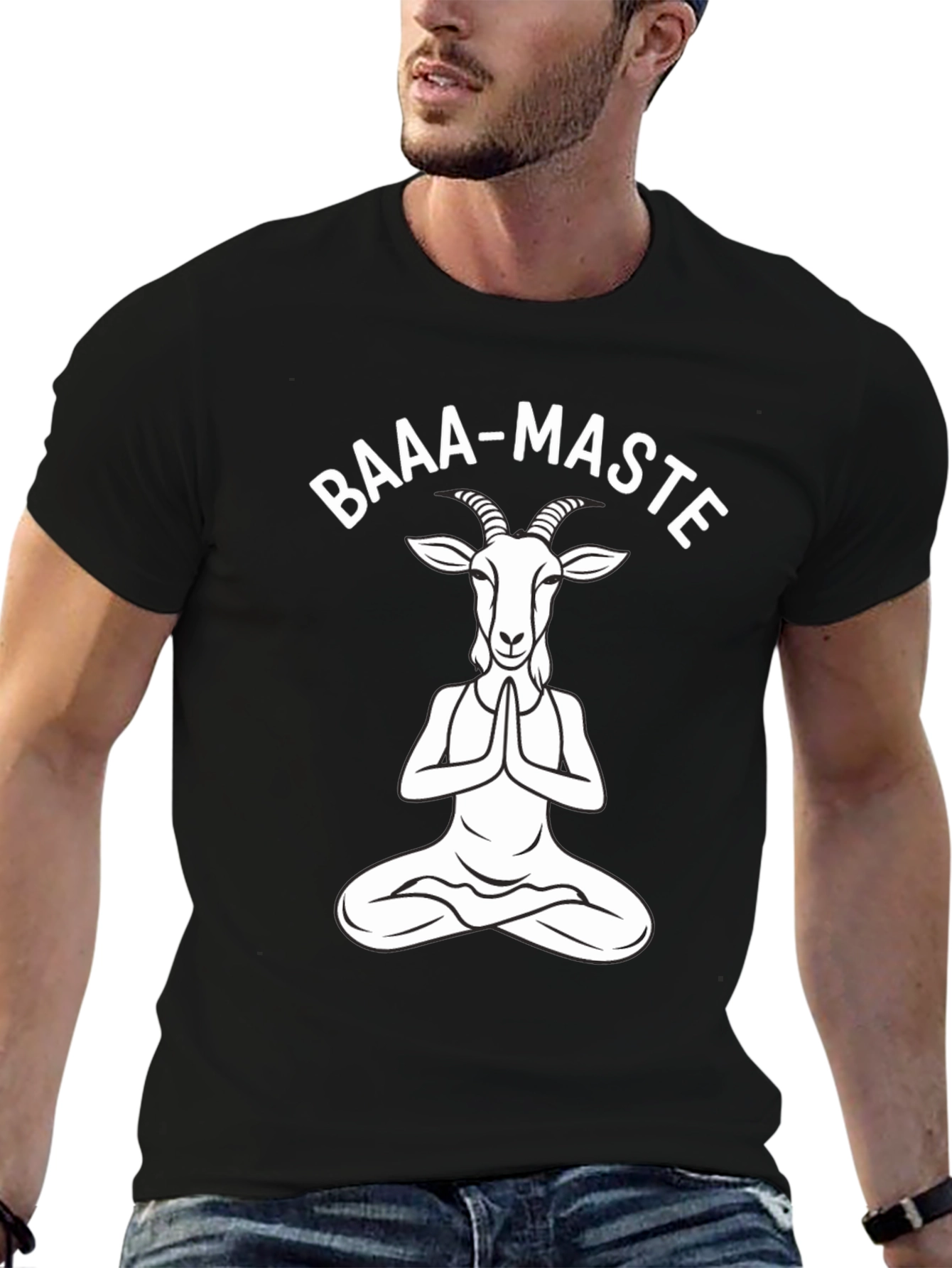 Baaa-Maste Goat Yoga Black T-Shirt