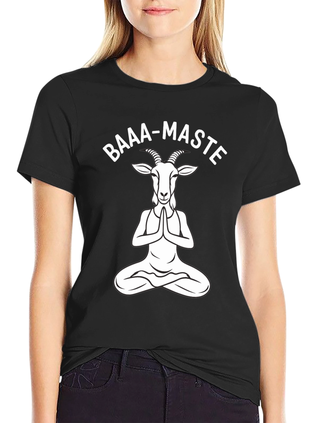 Baaa-Maste Goat Yoga Black T-Shirt