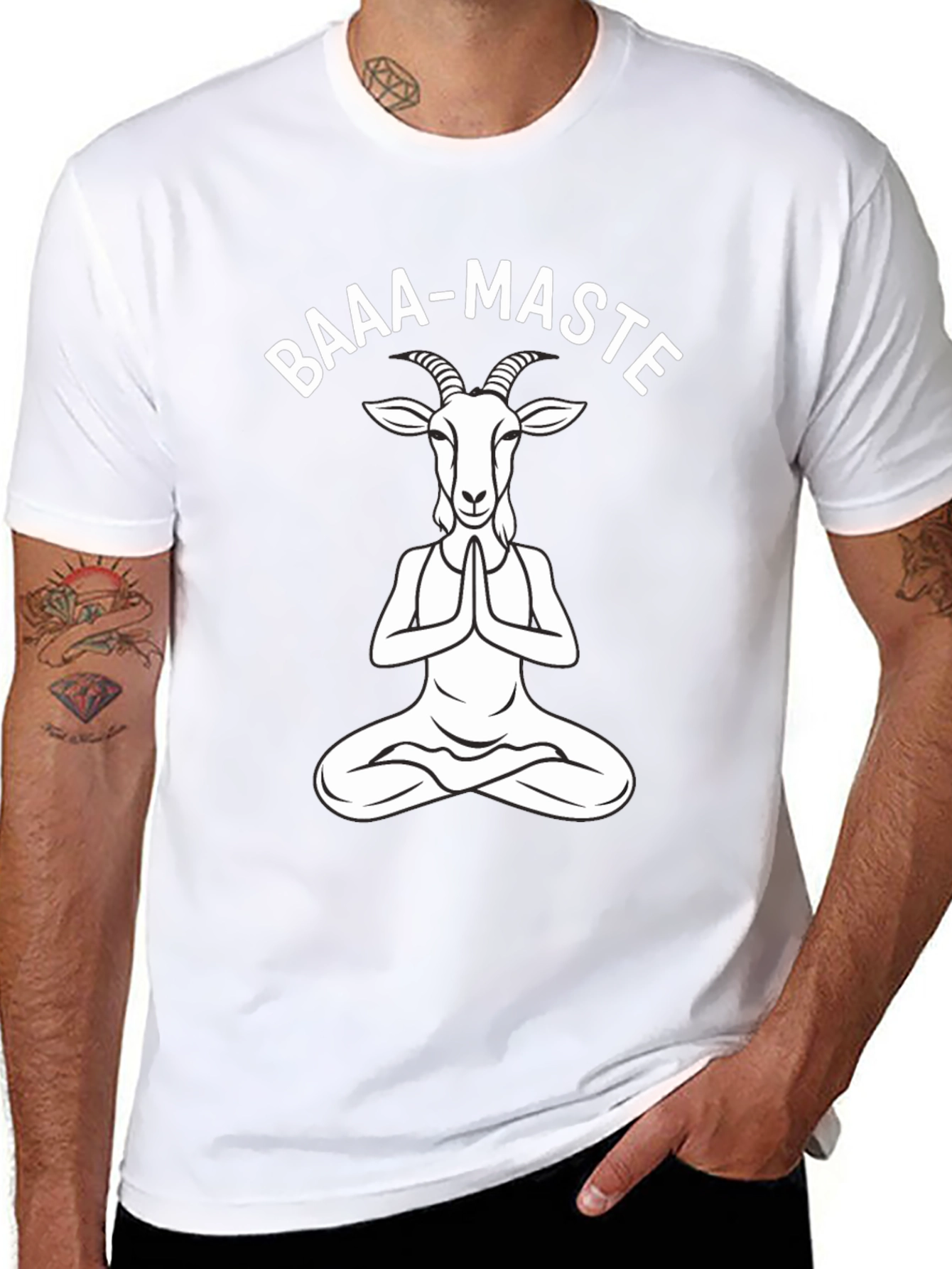 Baaa-Maste Goat Yoga Black T-Shirt