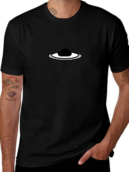 UFO Graphic Tee - Mens Black Cotton T-Shirt