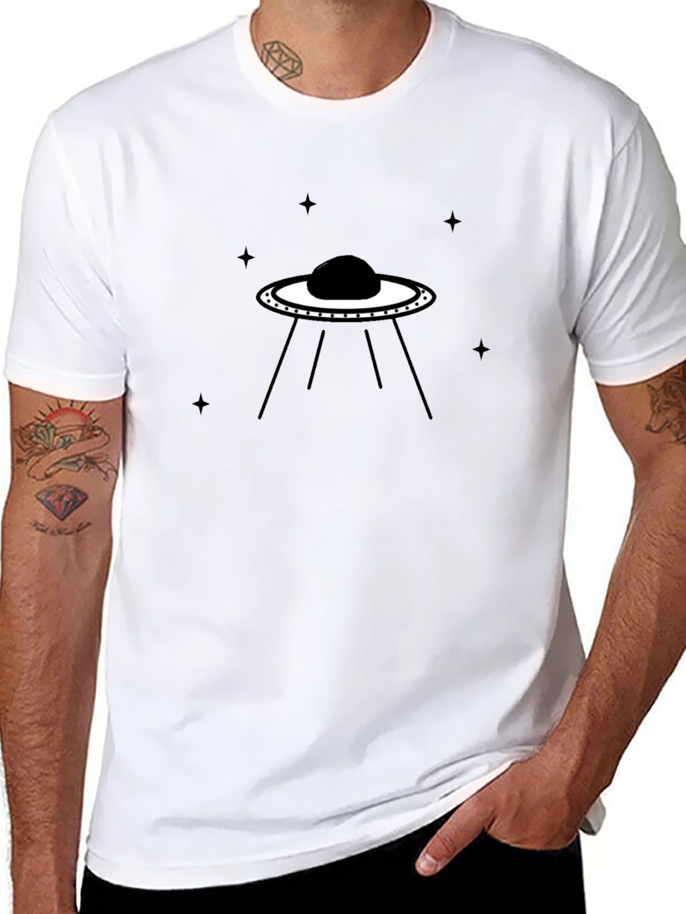 UFO Graphic Tee - Mens Black Cotton T-Shirt