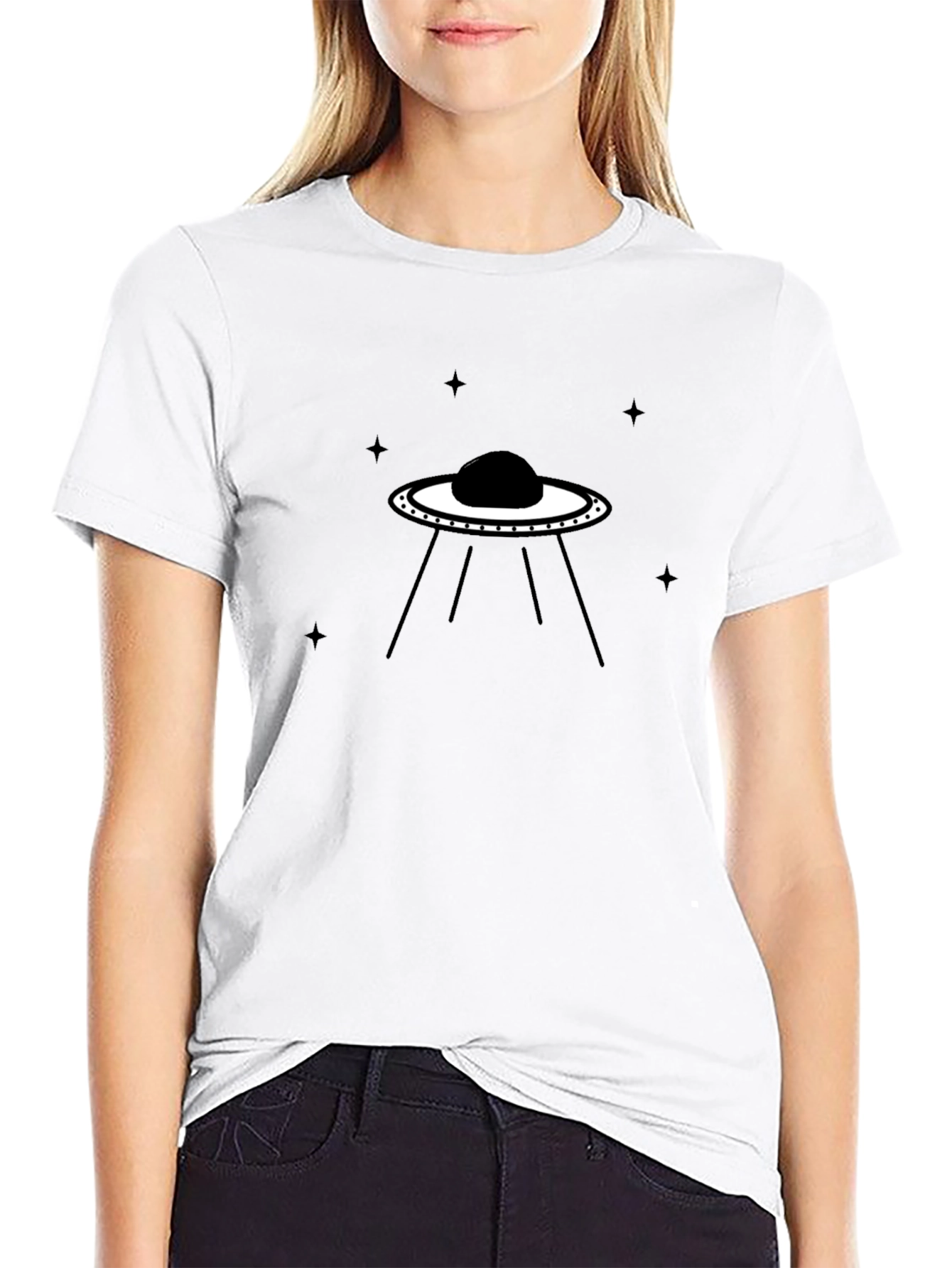 UFO Graphic Tee - Mens Black Cotton T-Shirt