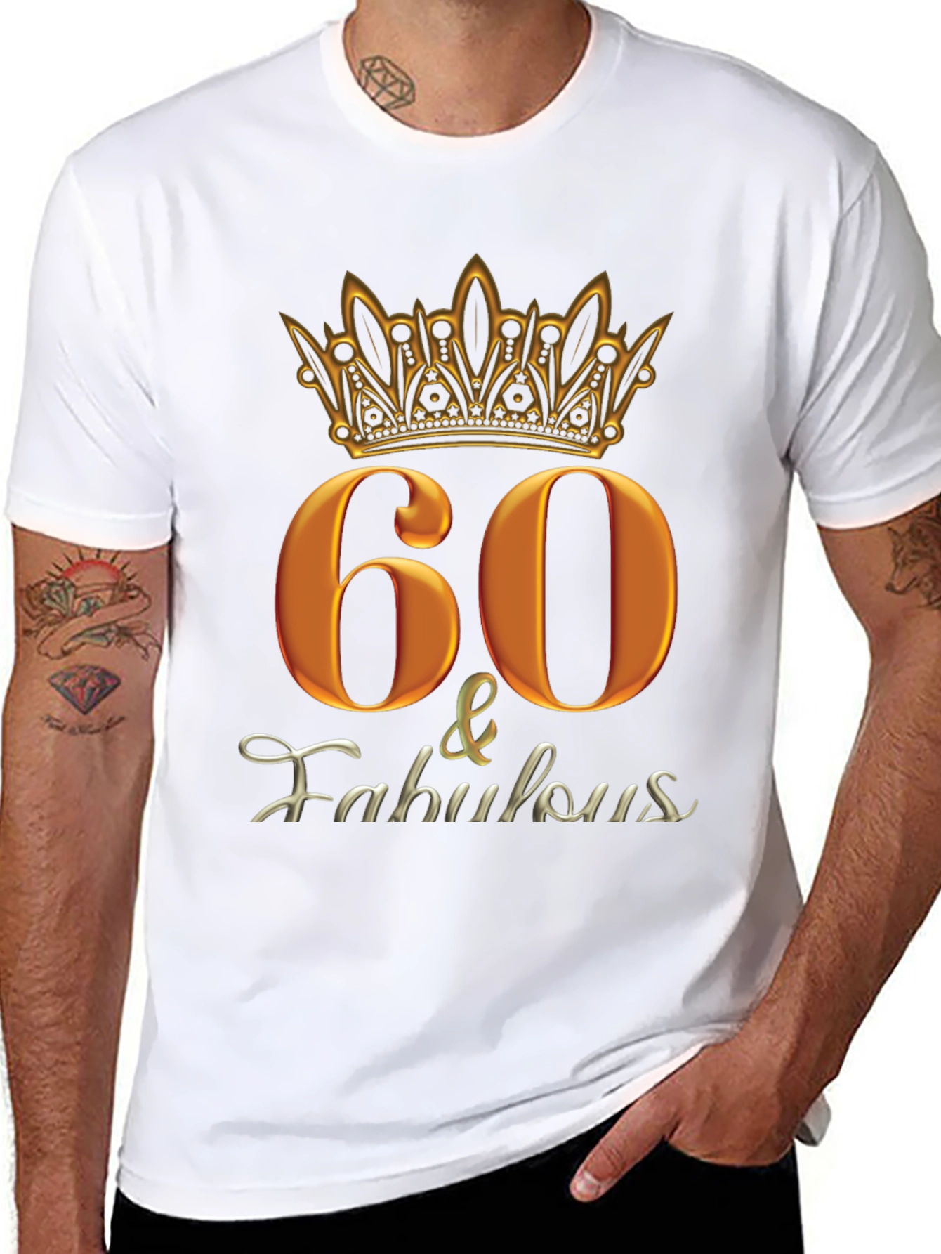 60 & Fabulous Black Graphic T-Shirt