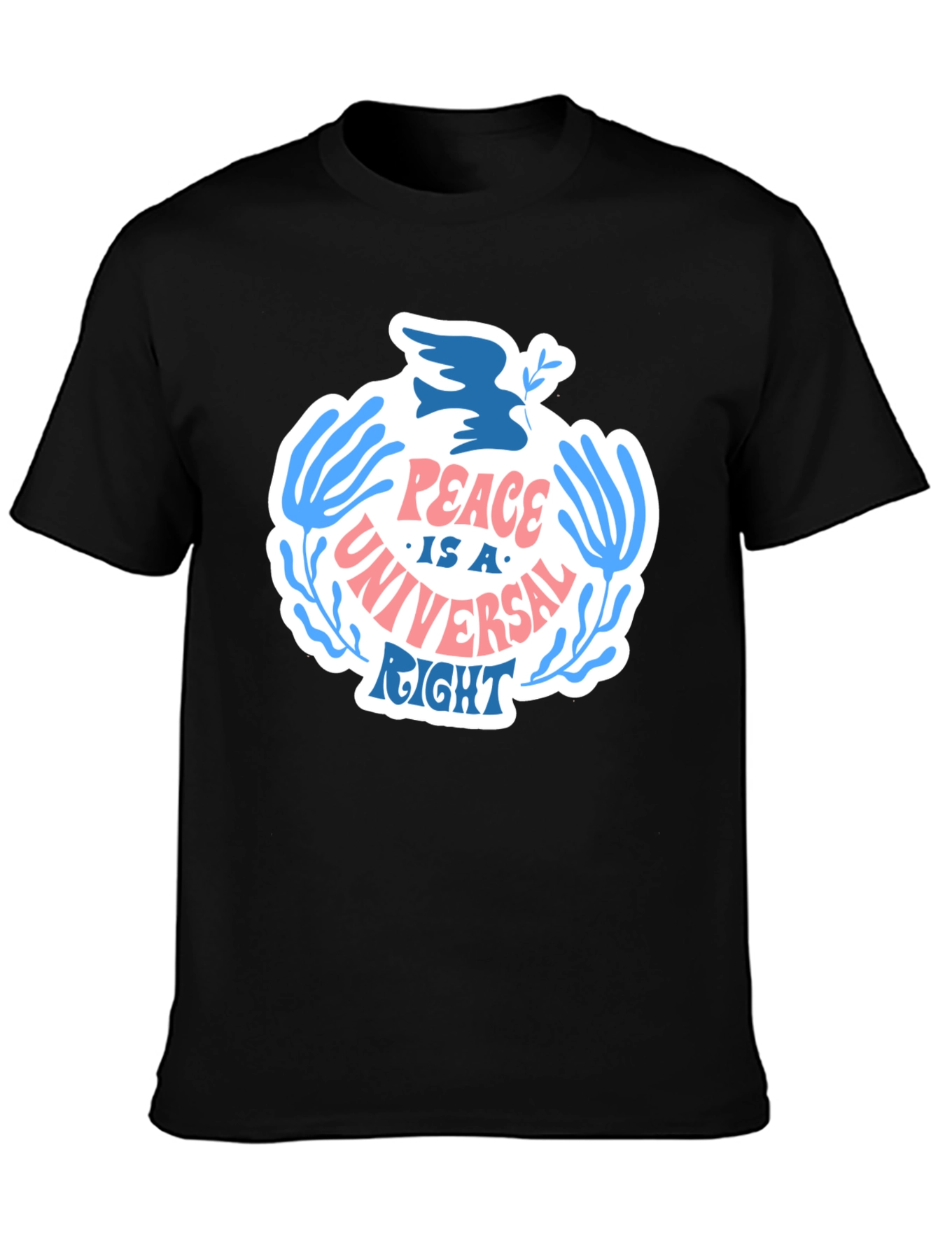 Peace Is A Universal Right Black Graphic T-Shirt
