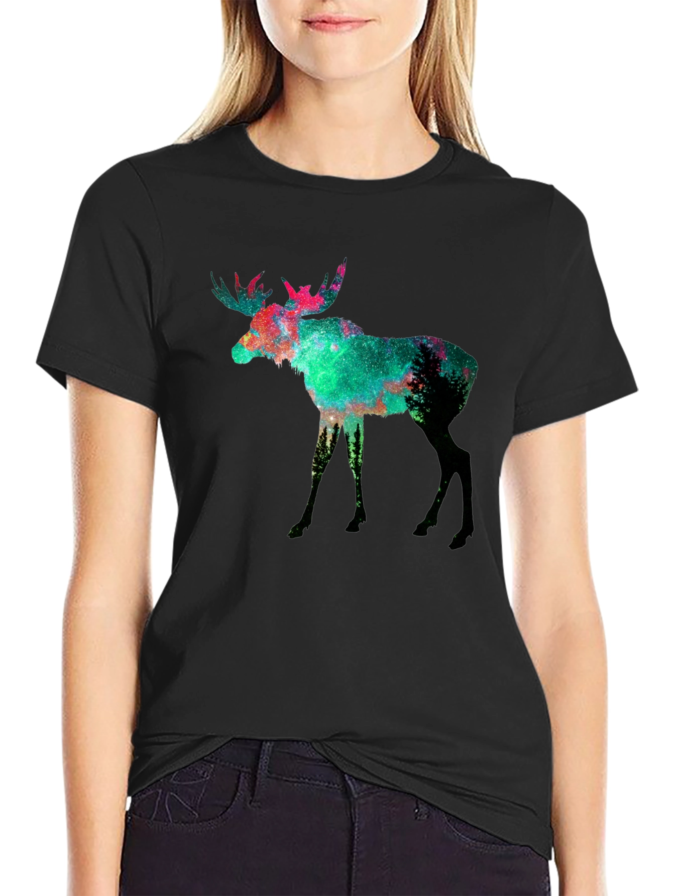 Galaxy Moose Graphic Tee - Mens Black T-Shirt