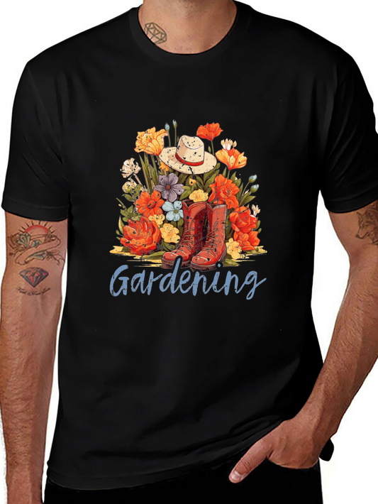 Gardening T-Shirt with Floral Design