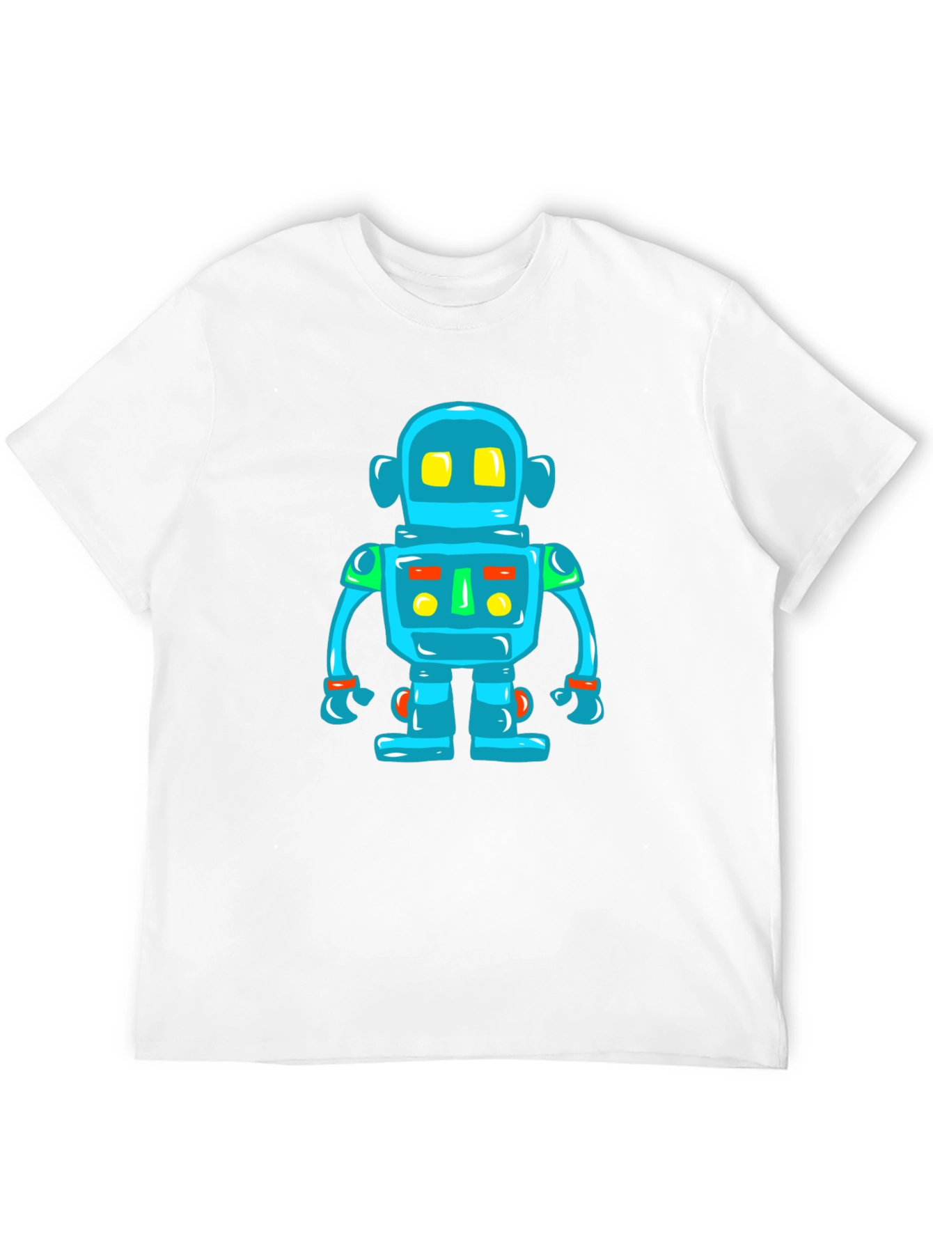 Fun Robot Graphic Tee - Black Cotton T-Shirt