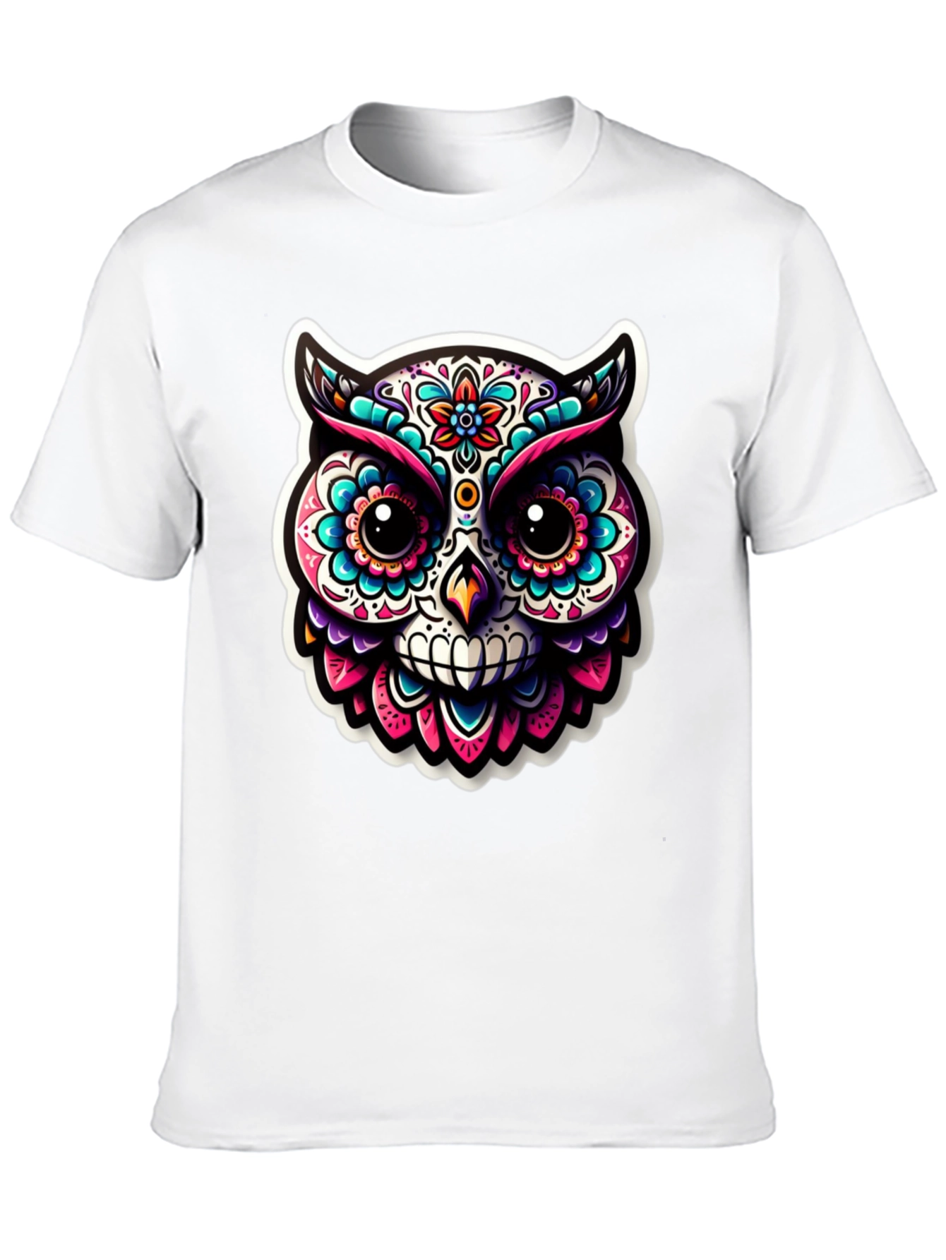 Sugar Skull Owl Graphic T-Shirt - Black