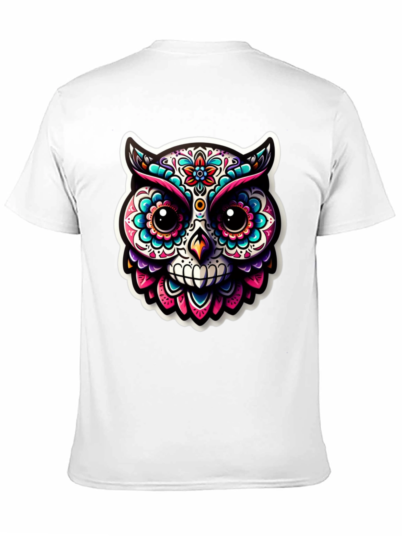 Sugar Skull Owl Graphic T-Shirt - Black