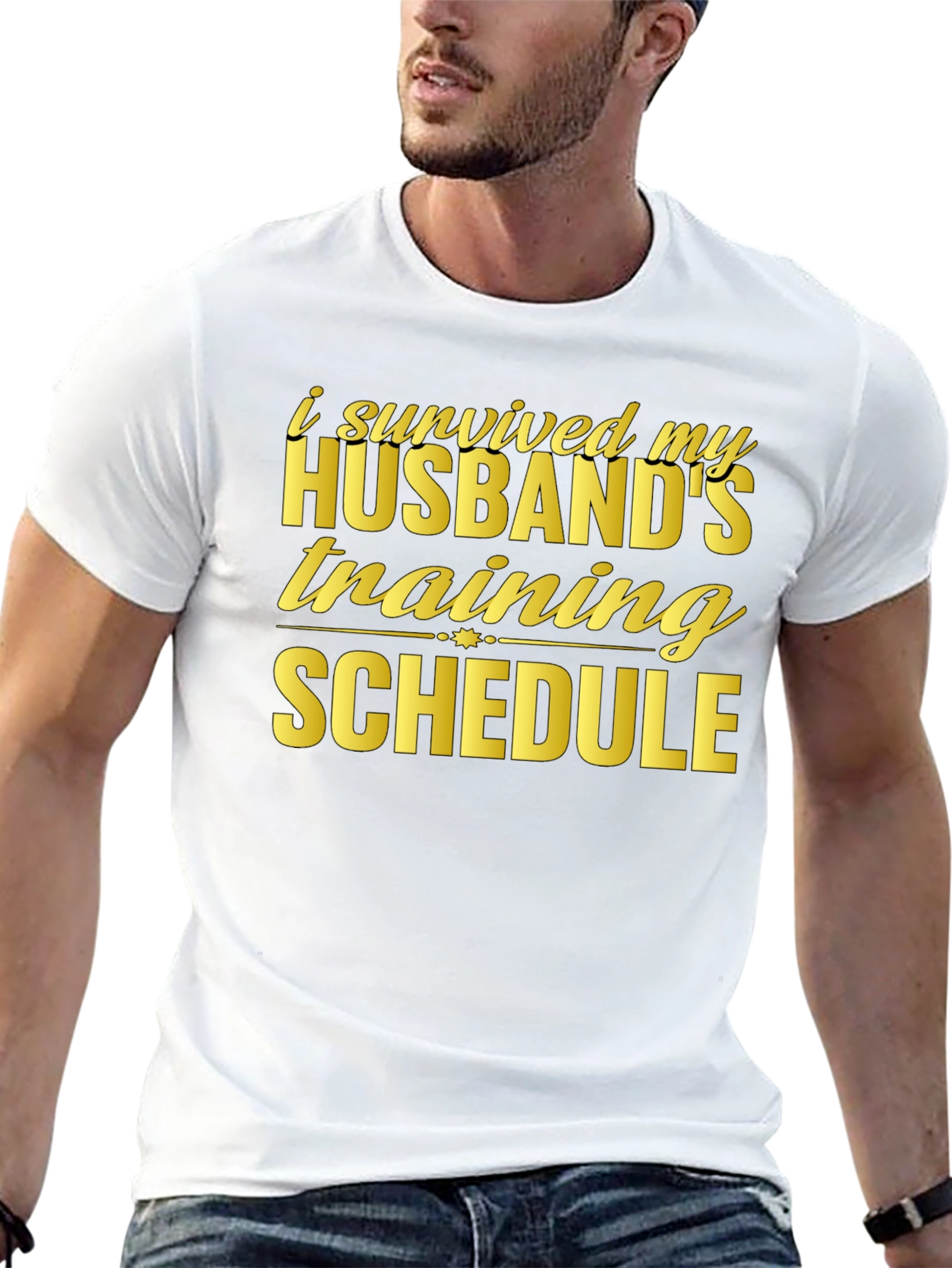 Humorous I Survived Husband Training Black T-Shirt
