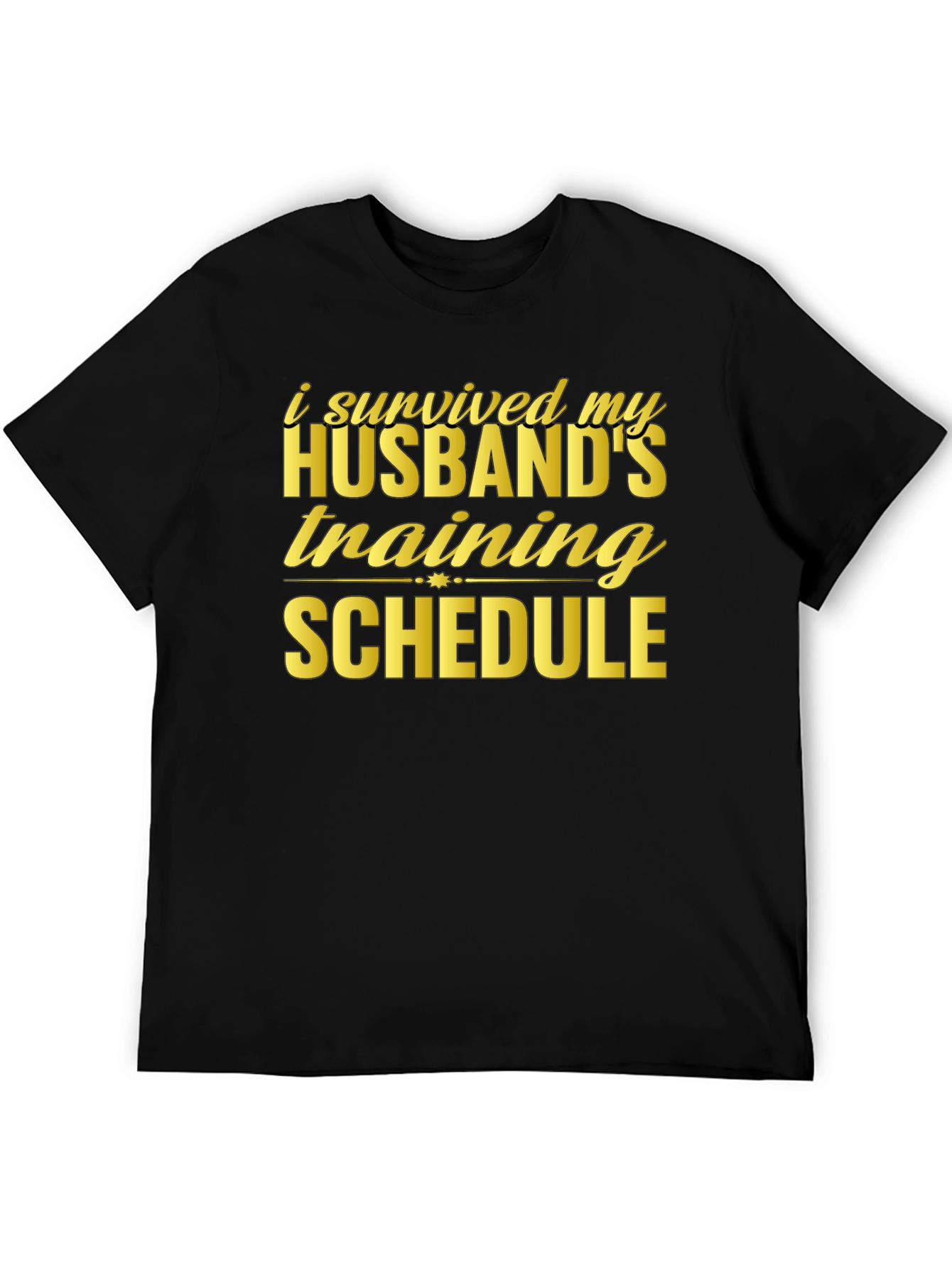 Humorous I Survived Husband Training Black T-Shirt