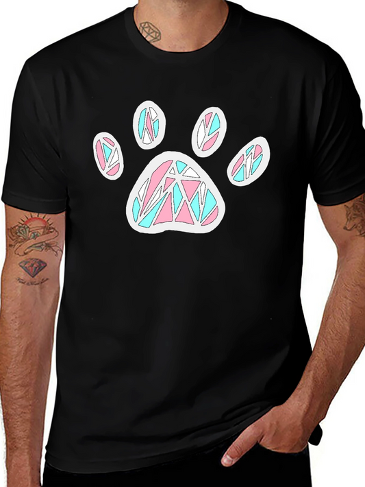 Paw Print T-Shirt - Black Cotton Blend Funky Design