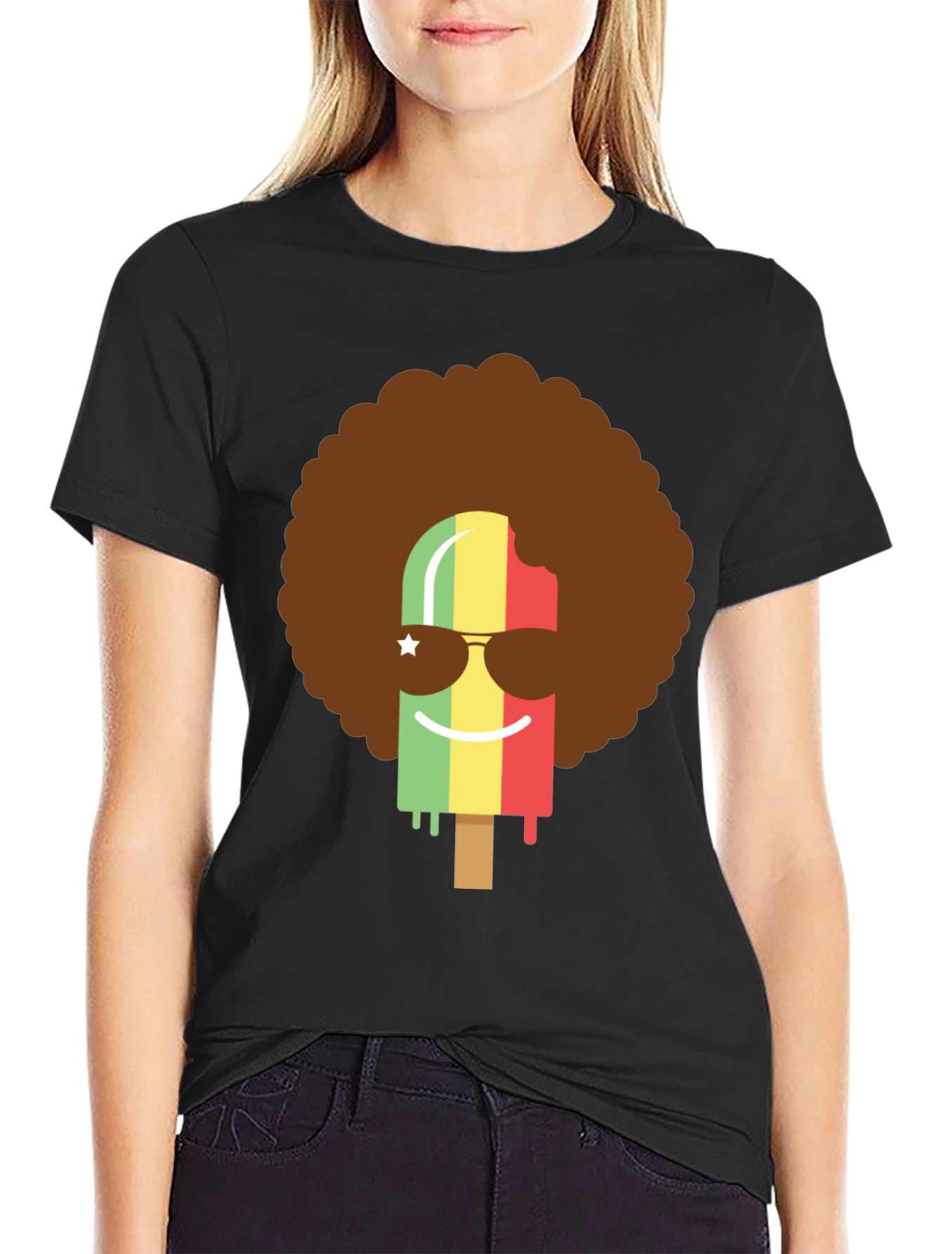 Funky Popsicle Afro Graphic Tee - Black