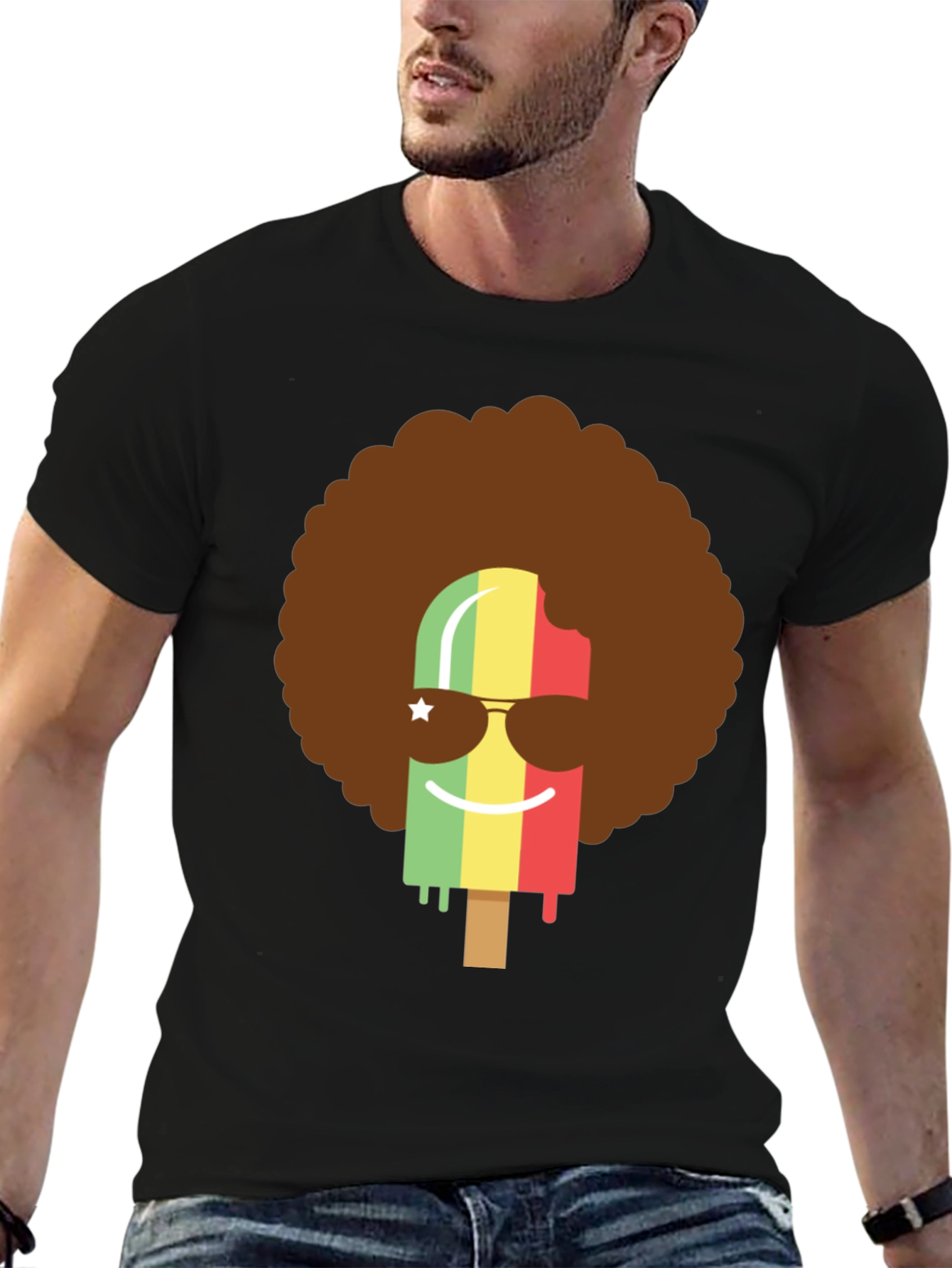 Funky Popsicle Afro Graphic Tee - Black