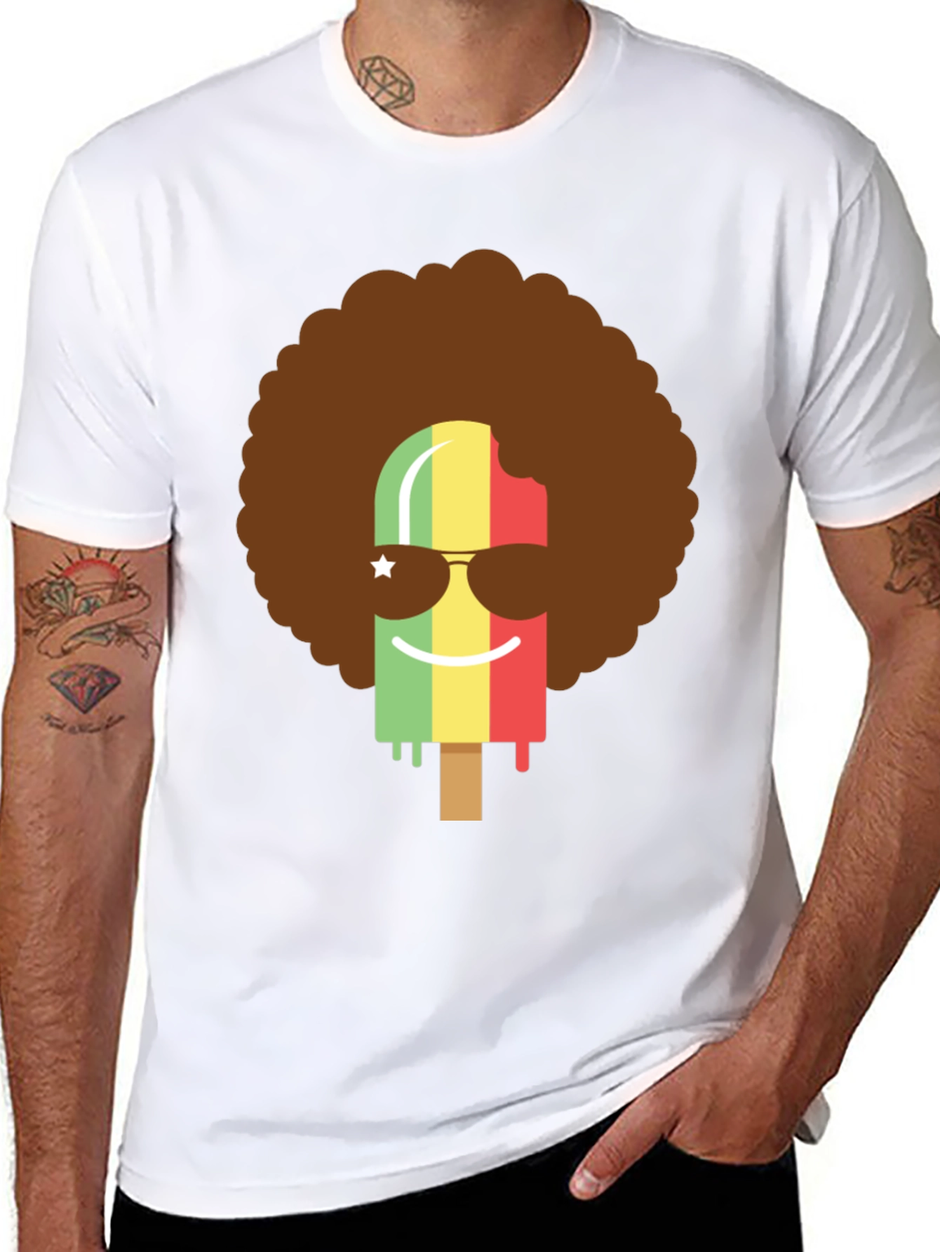 Funky Popsicle Afro Graphic Tee - Black