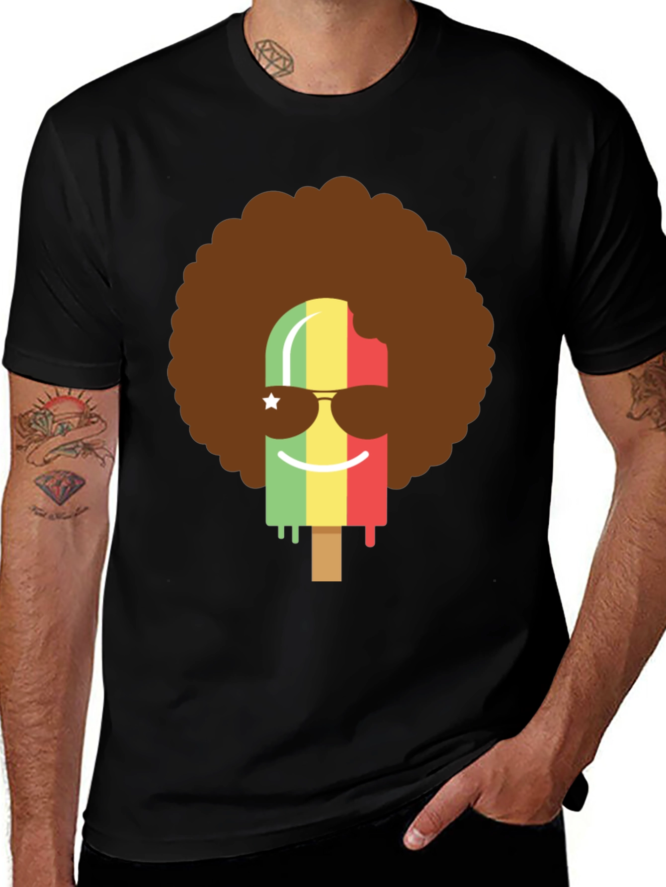 Funky Popsicle Afro Graphic Tee - Black