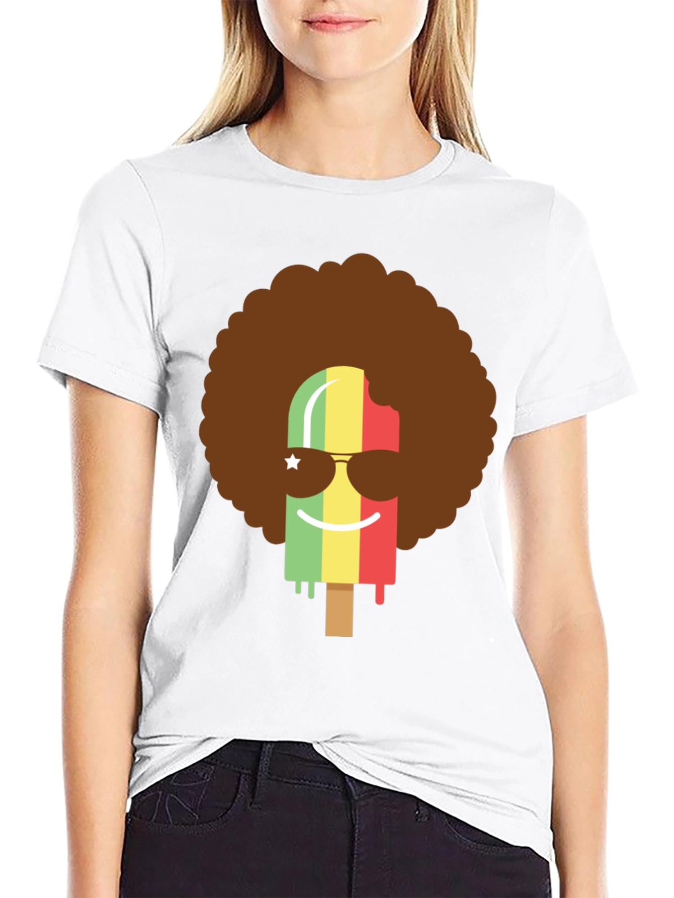 Funky Popsicle Afro Graphic Tee - Black