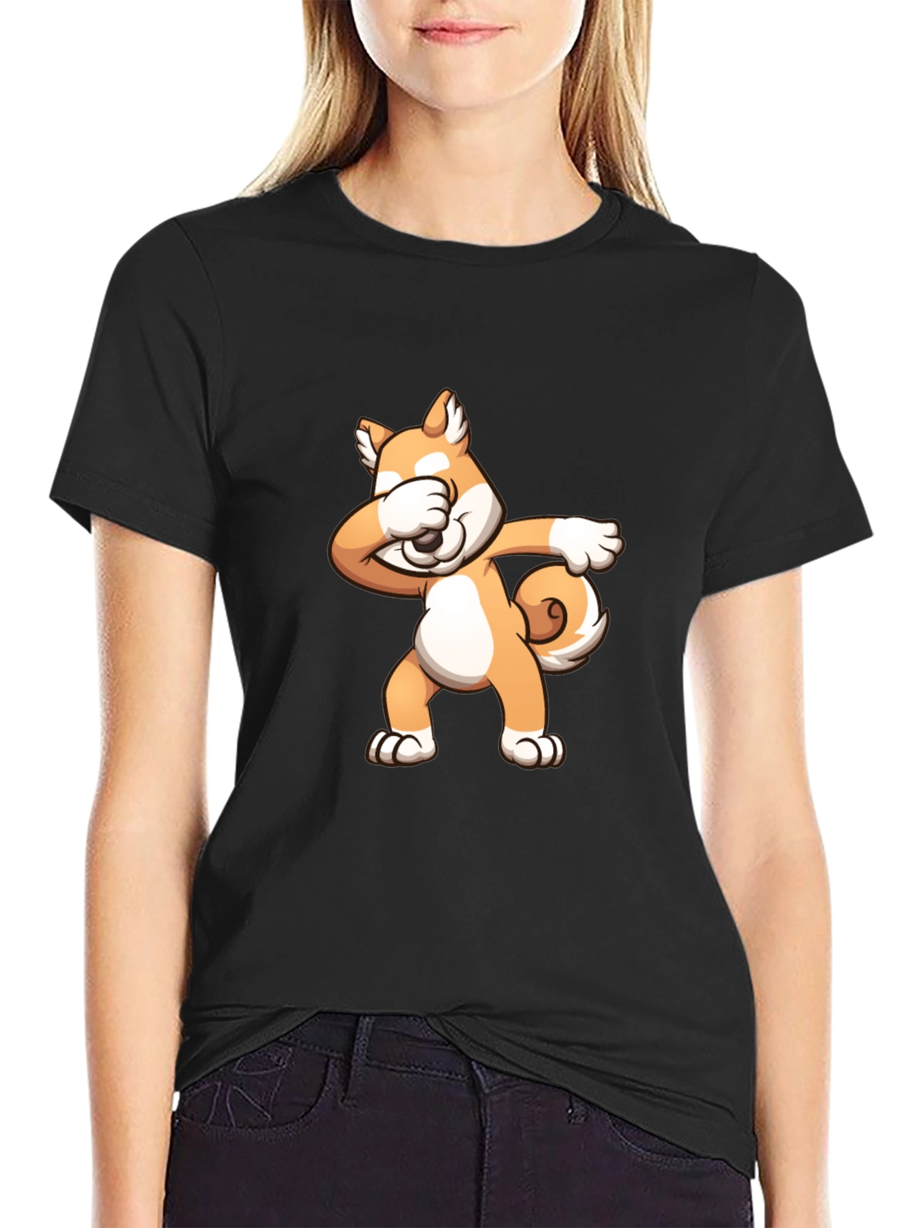 Dabbing Shiba Inu Black T-Shirt
