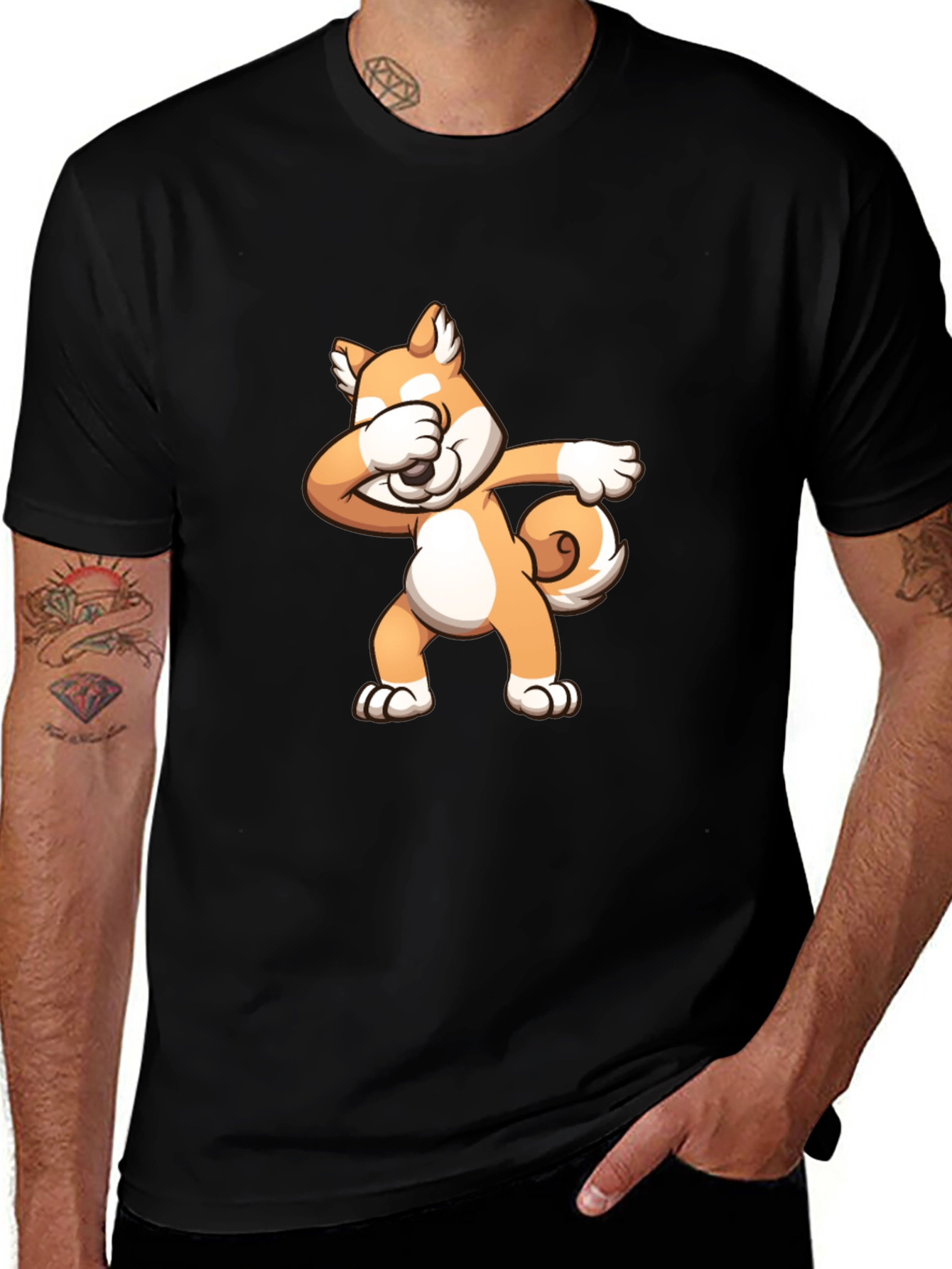 Dabbing Shiba Inu Black T-Shirt
