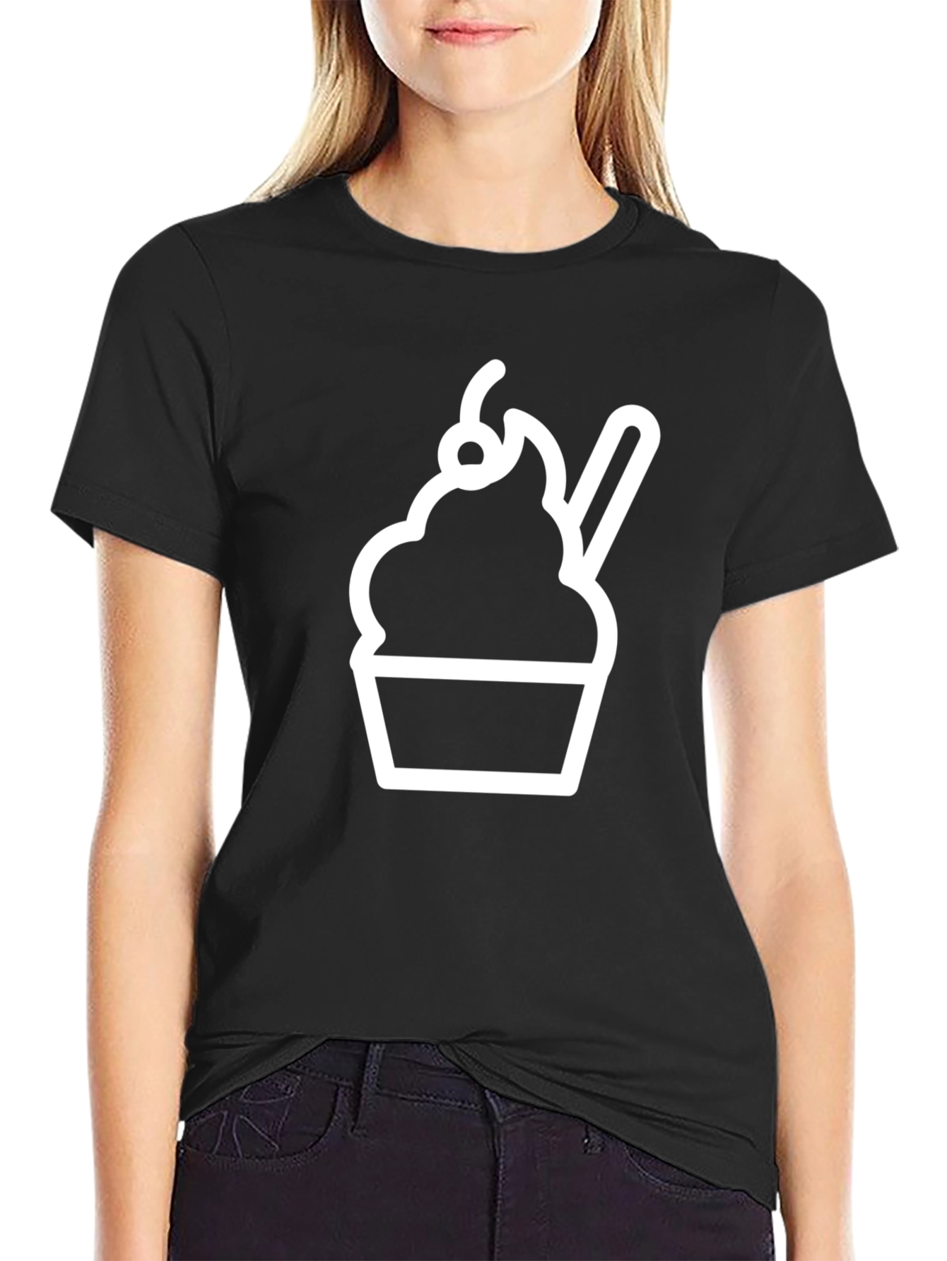 Cupcake Graphic T-Shirt - Casual Black Tee