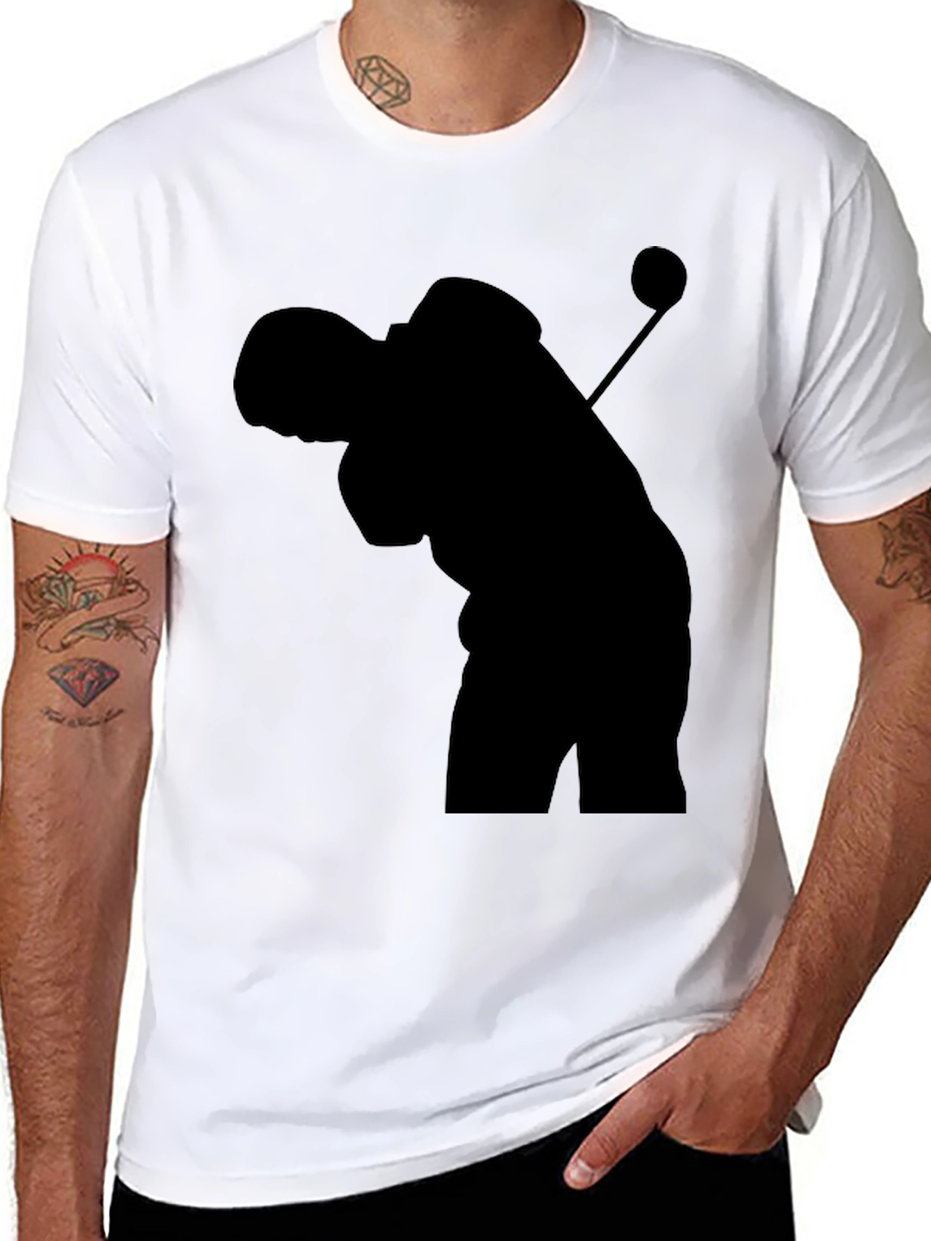 Golfer Silhouette Tee - Black Graphic T-Shirt
