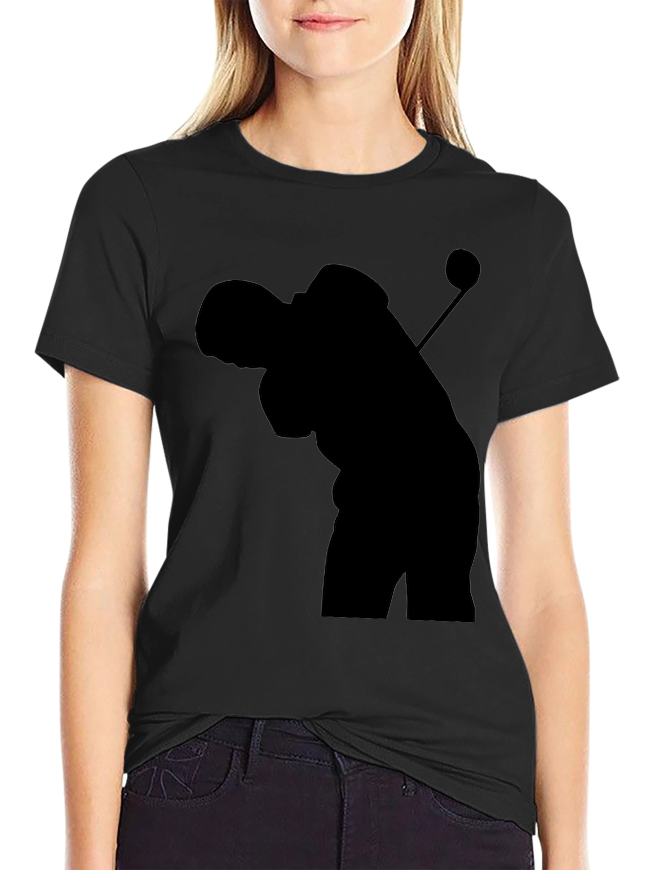 Golfer Silhouette Tee - Black Graphic T-Shirt