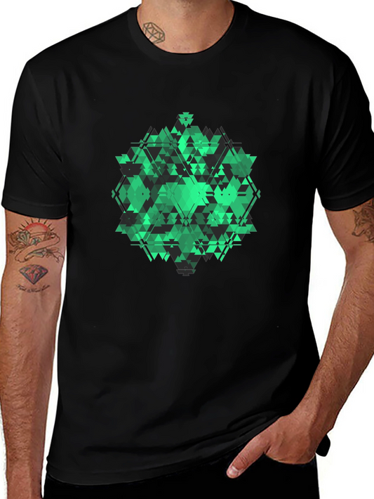 Geometric Green Graphic Tee - Modern Style