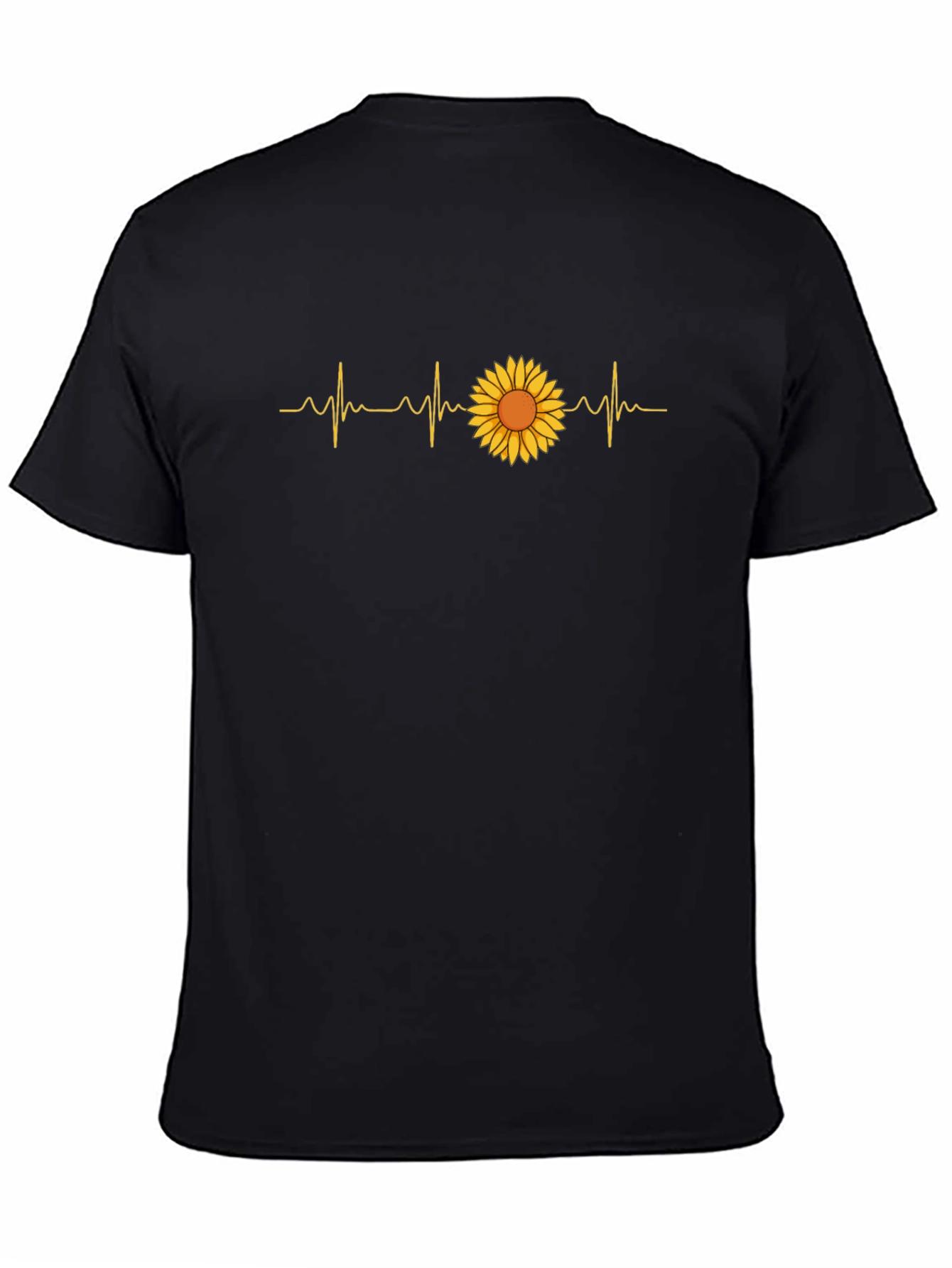 Sunflower Heartbeat Graphic Black T-Shirt