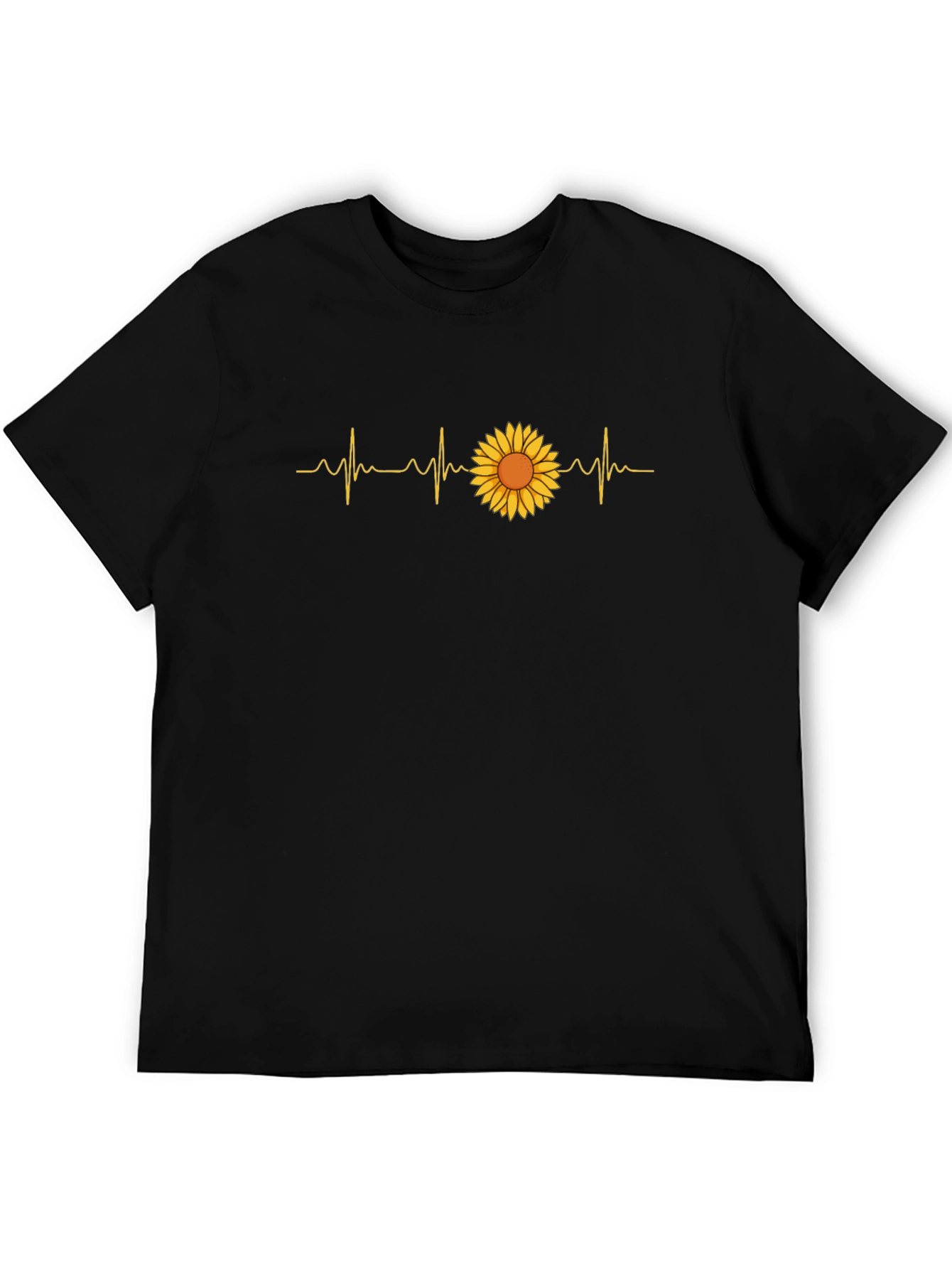 Sunflower Heartbeat Graphic Black T-Shirt