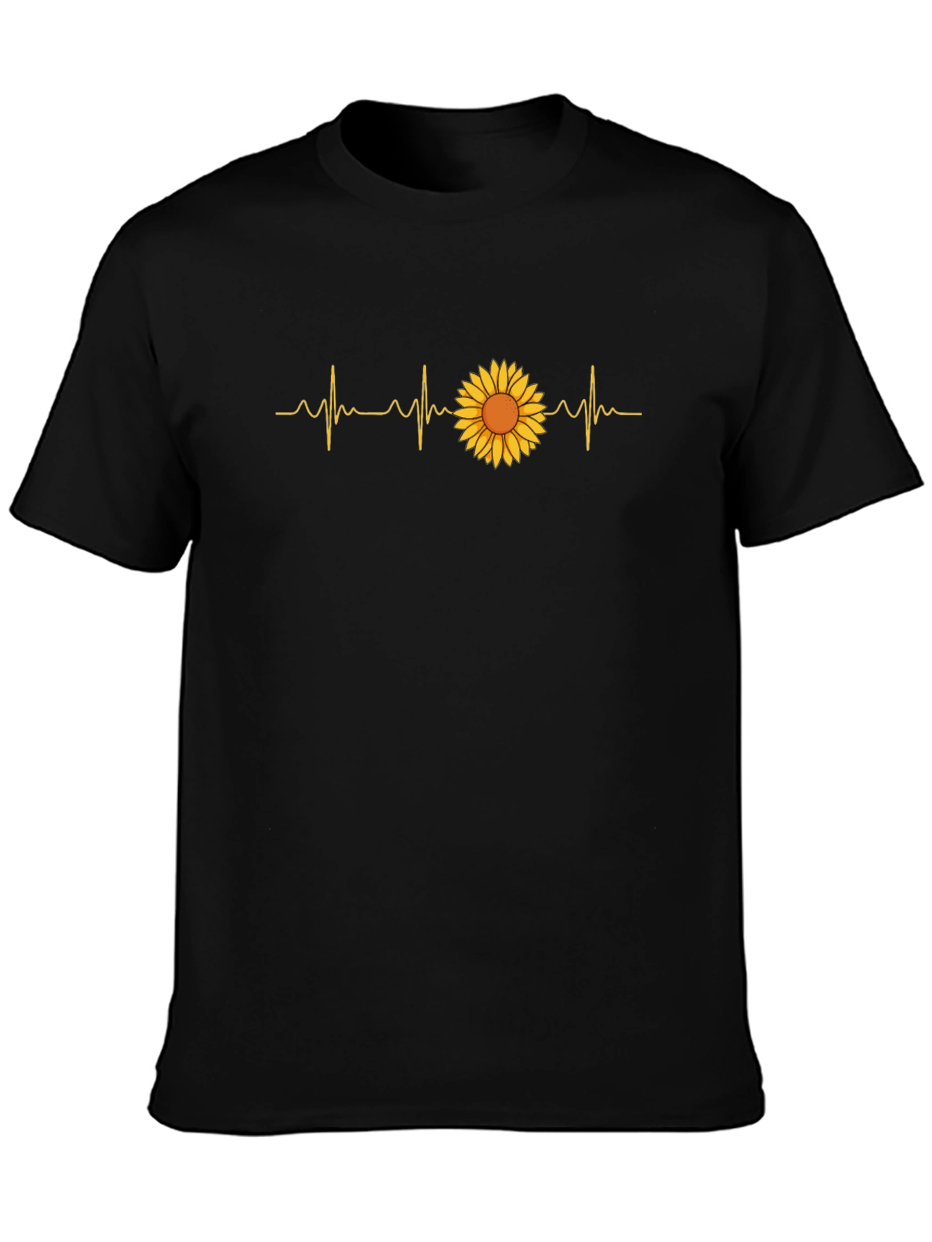 Sunflower Heartbeat Graphic Black T-Shirt