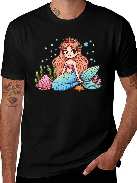 Mermaid Graphic Tee - Cute Cartoon Sea Life Design