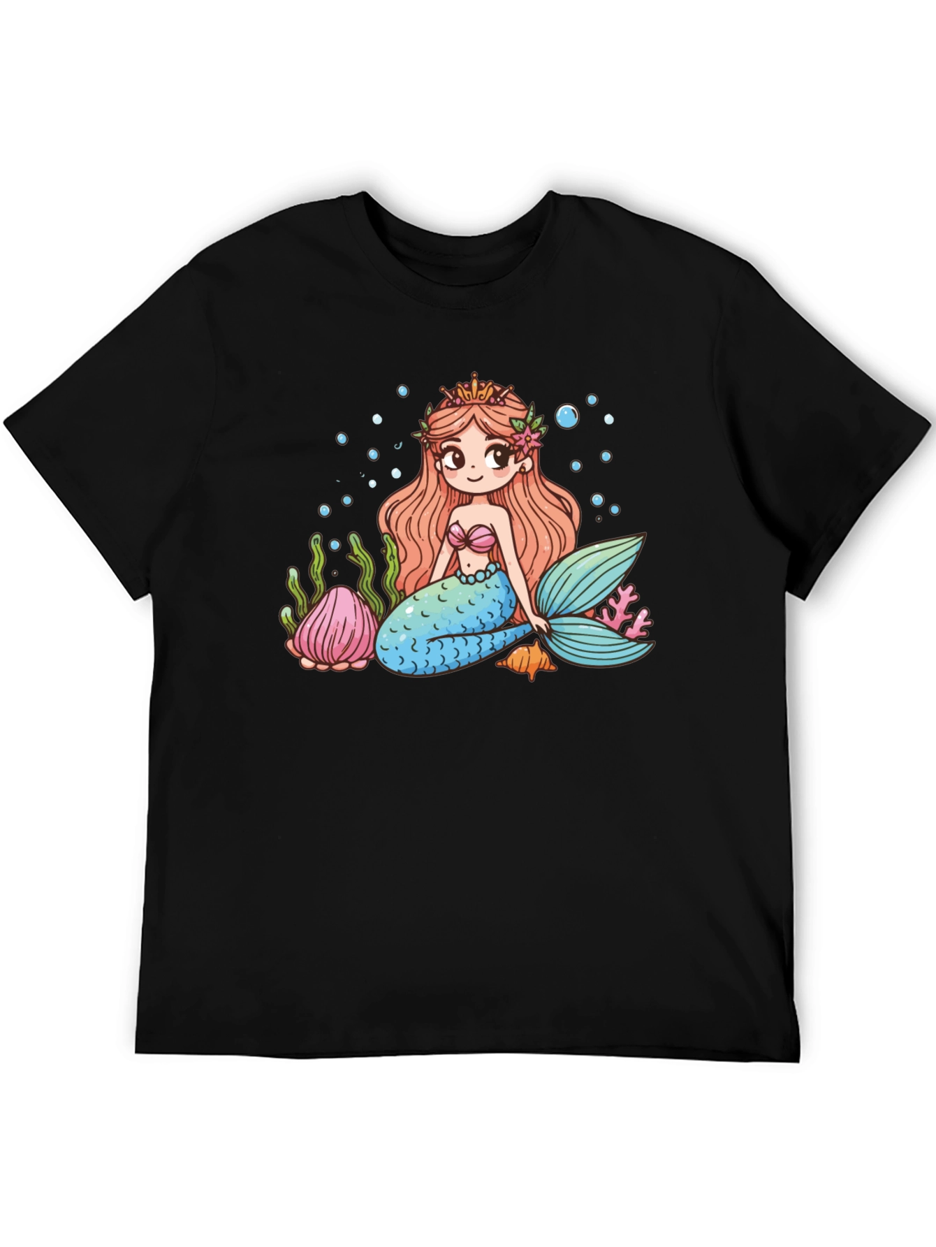 Mermaid Graphic Tee - Cute Cartoon Sea Life Design
