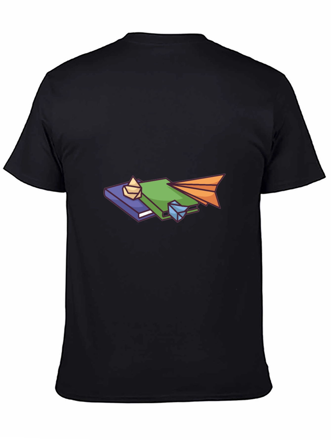 Book Stack Graphic Tee - Black Cotton Comfort