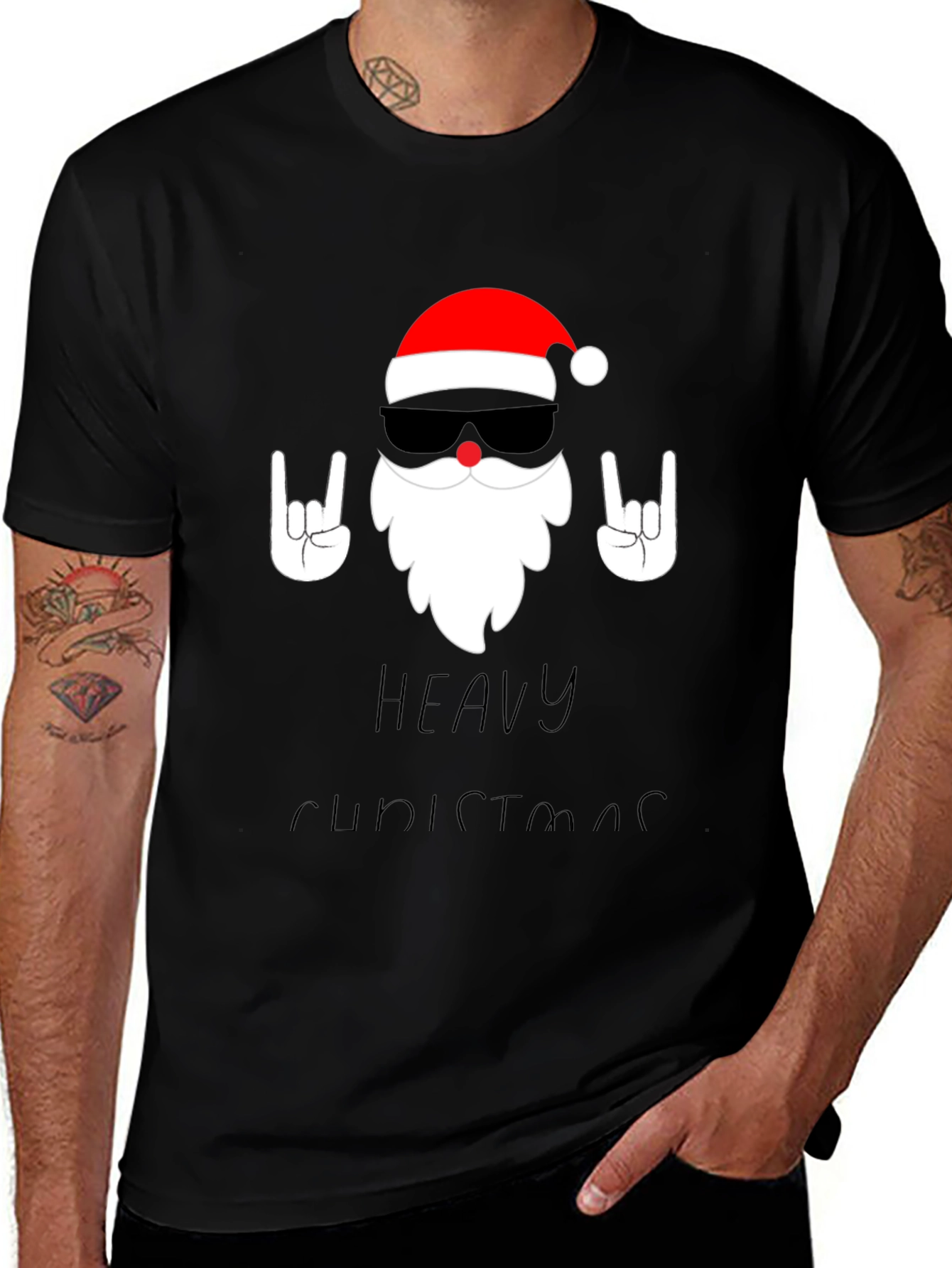 Heavy Christmas Santa Graphic T-Shirt