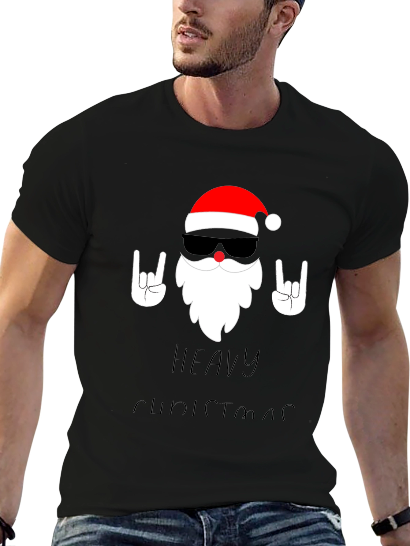 Heavy Christmas Santa Graphic T-Shirt
